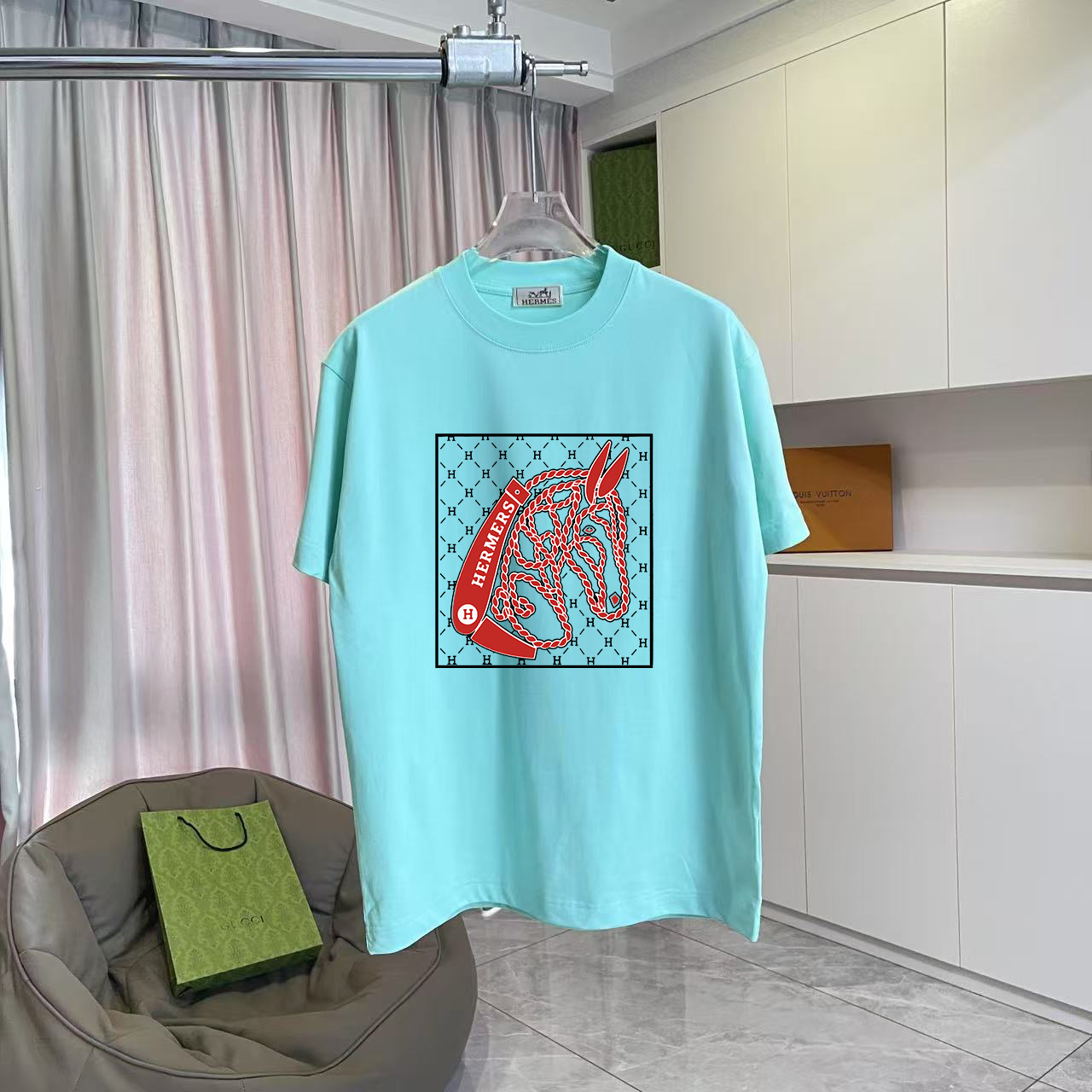 Hermès Herme*爱马仕2026夏季新款 个性logo印花 定制面料300g 短袖T恤