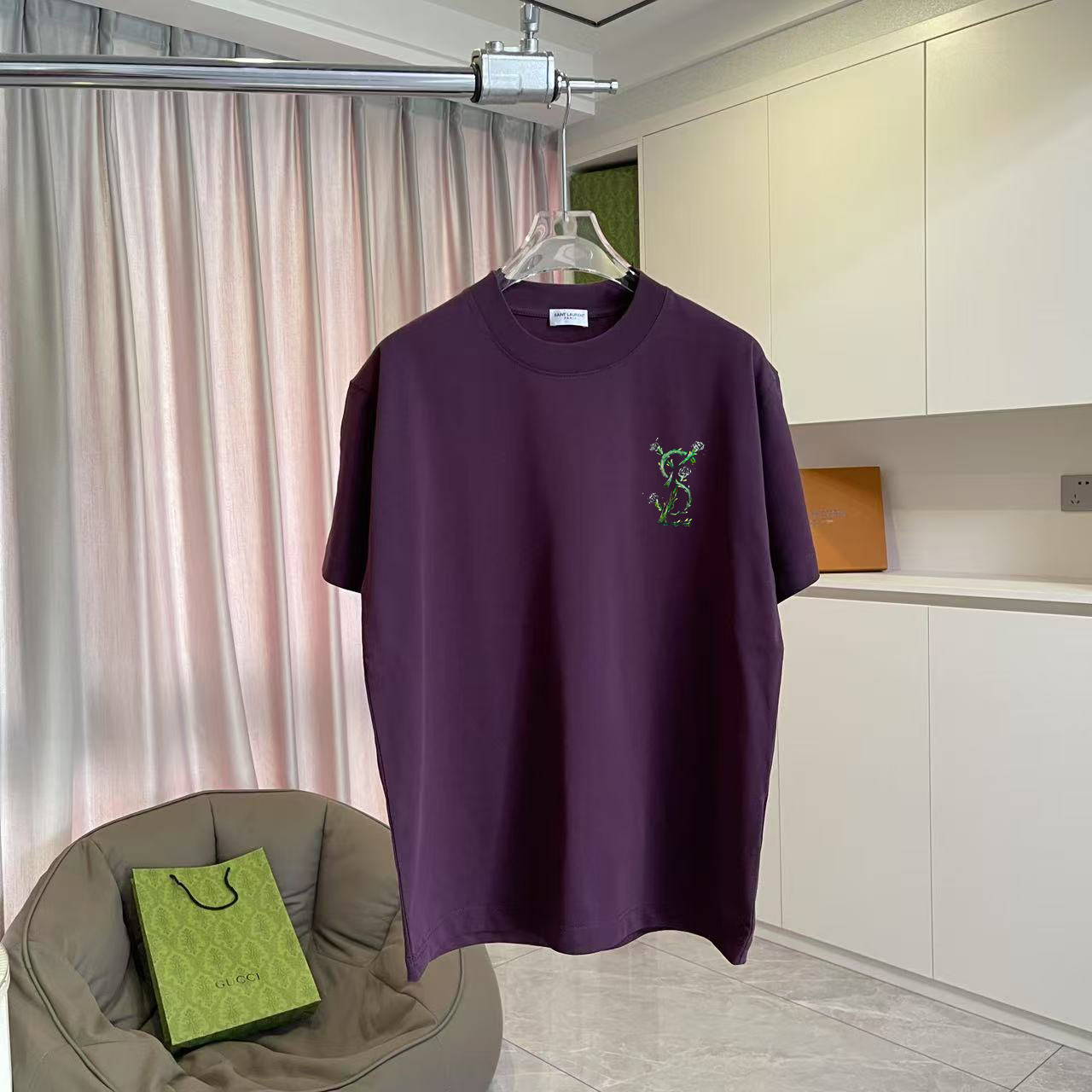 Saint Laurent YSL*圣罗兰2026夏季新款 字母logo印花 定制面料 300g 短袖t恤