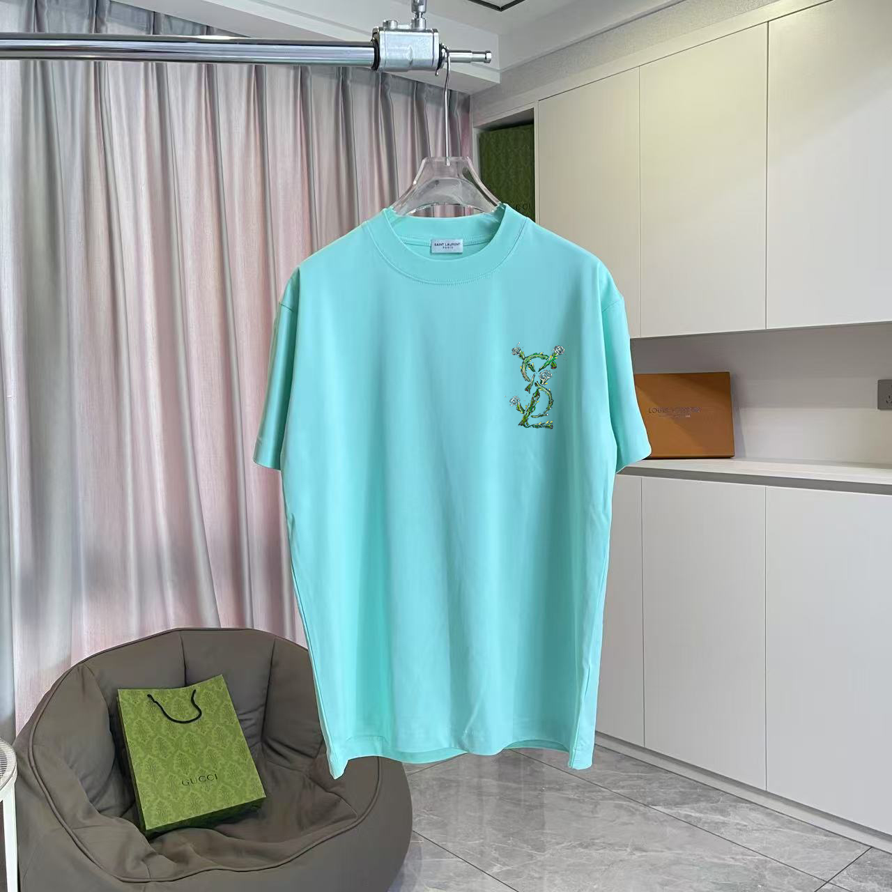 Saint Laurent YSL*圣罗兰2026夏季新款 字母logo印花 定制面料 300g 短袖t恤