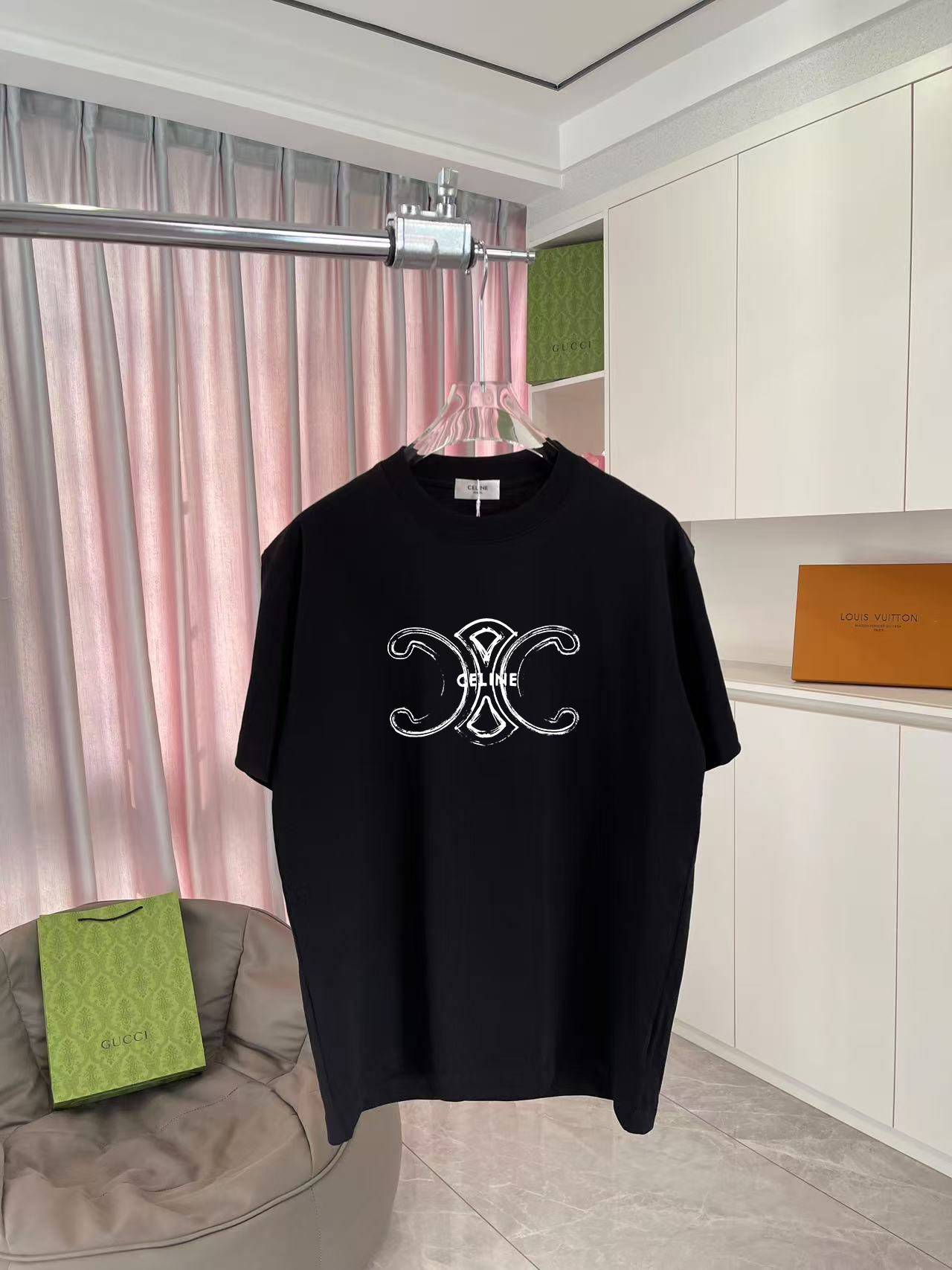 Celine Celine 塞琳 2026夏季新款 个性字母logo印花 定制面料300g 短袖t恤