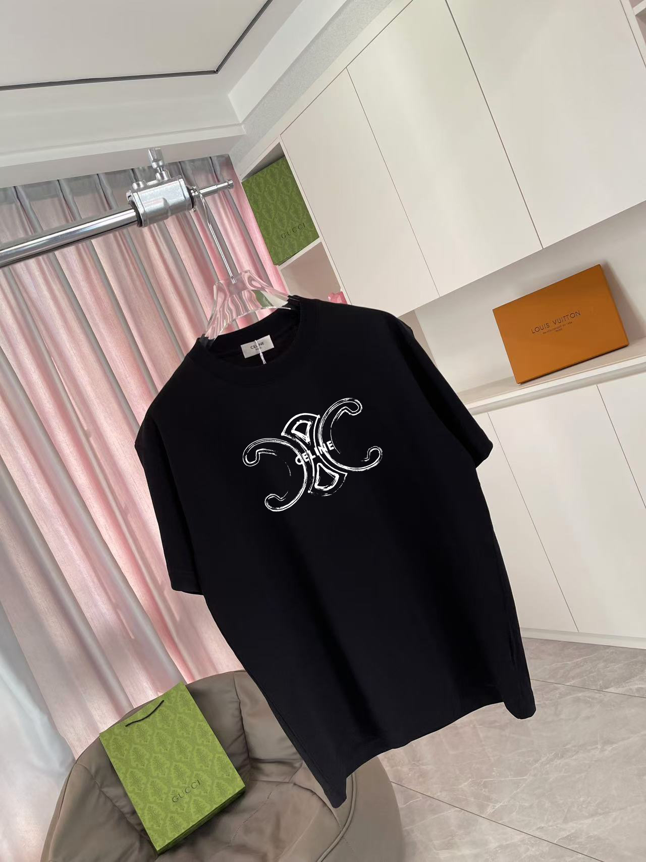 Celine Celine 塞琳 2026夏季新款 个性字母logo印花 定制面料300g 短袖t恤