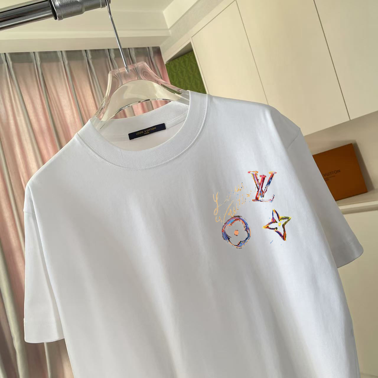 Louis Vuitton 1V*2026夏季新款 个性字母logo印花 定制面料300g 短袖T恤