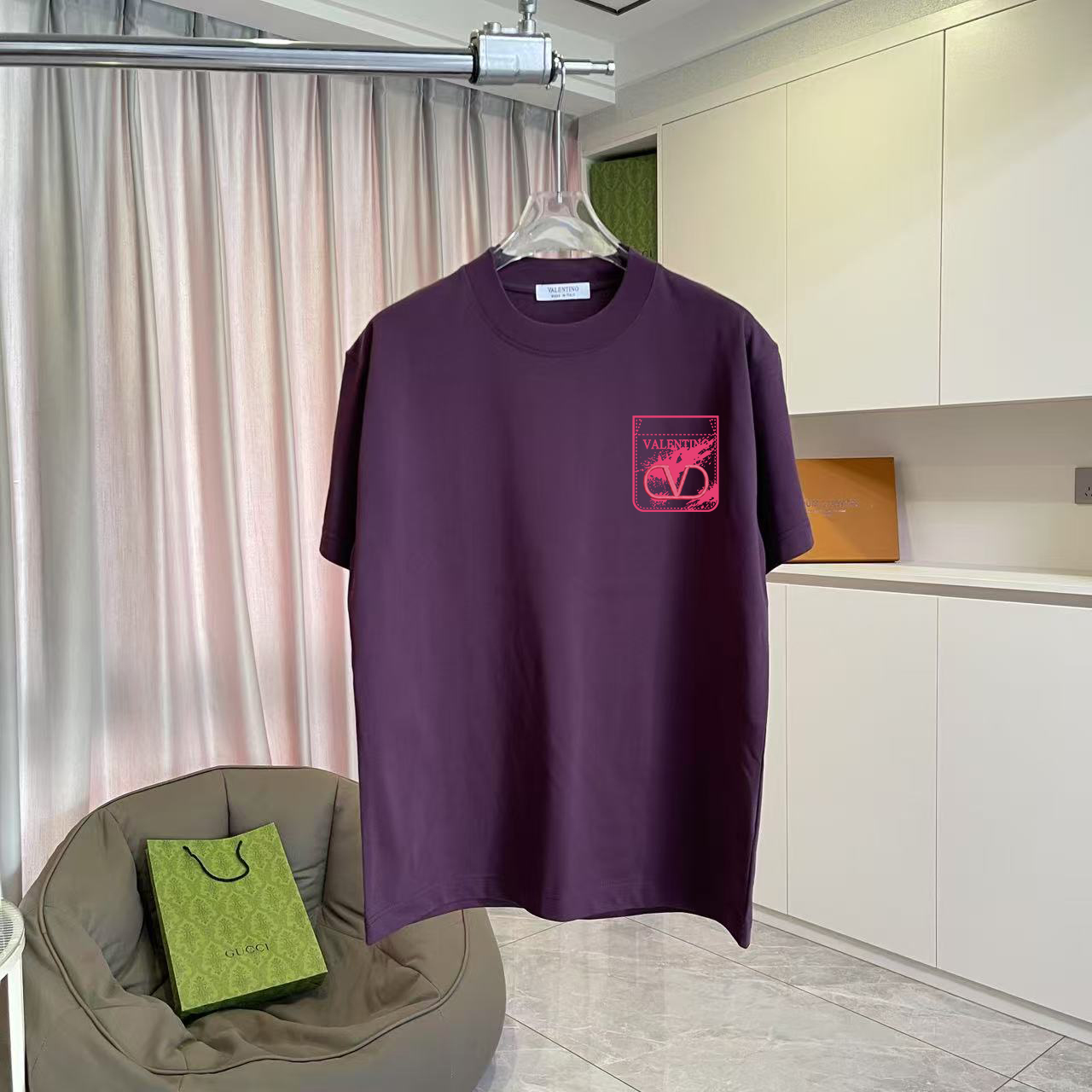 Valentino VALENTIN*华伦2026夏季新款 个性字母logo印花 定制面料300g 短袖T恤