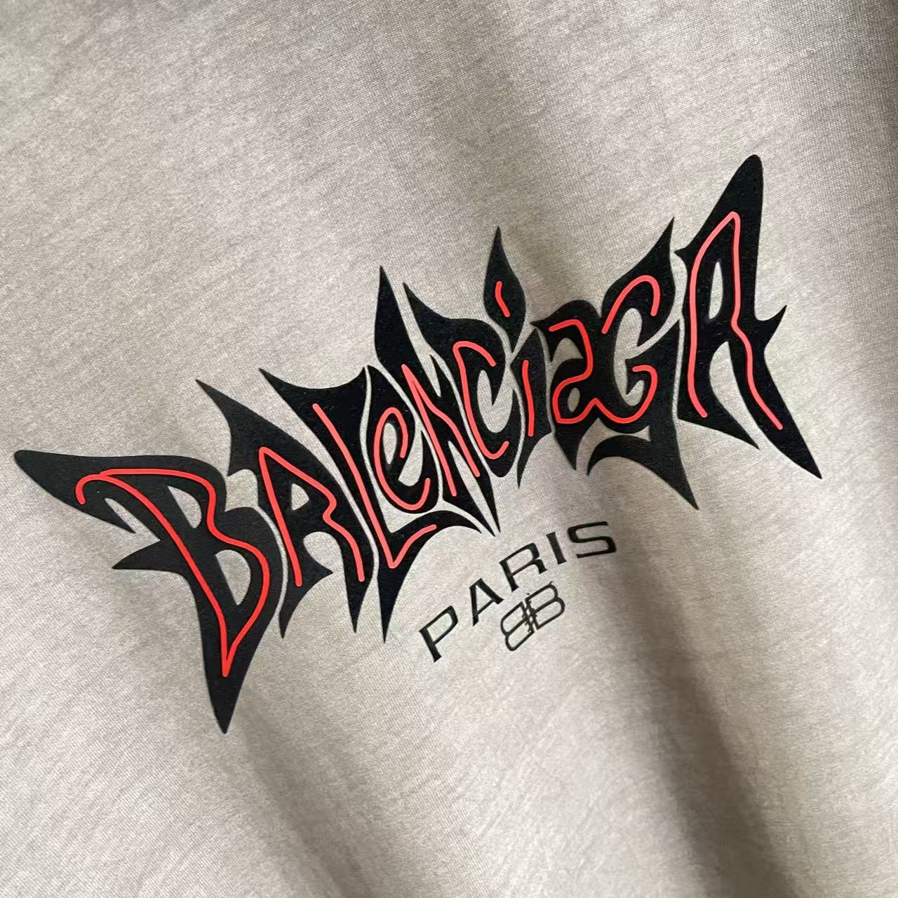 Balenciaga BALENCI*GA 巴黎2026夏季新款 洗水做旧磨破 个性字母logo 定制面料320g 短袖T恤