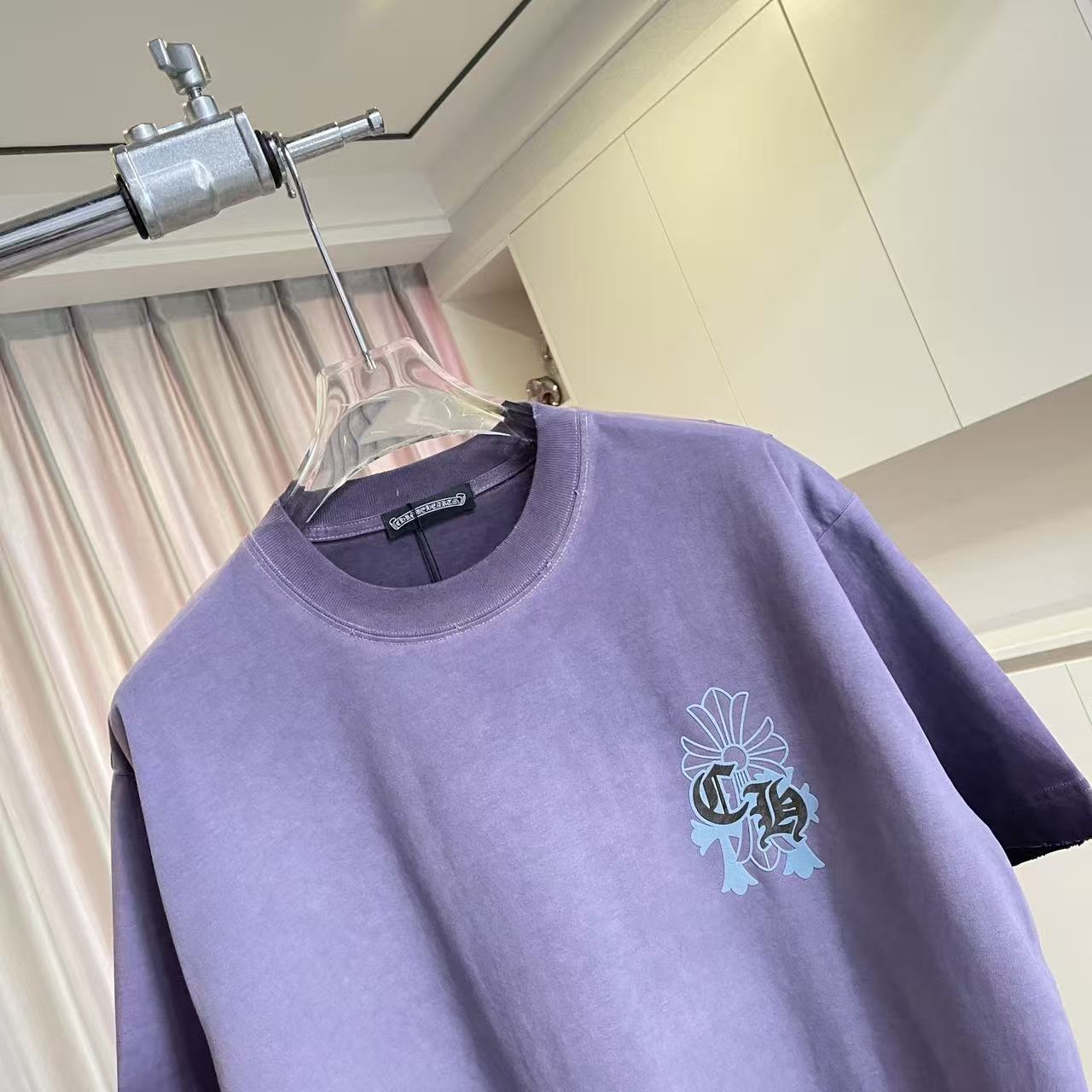 Chrome Hearts ch克罗*2026夏季新款 洗水做旧磨破 梵文马蹄十字架 短袖t恤 定制面料320g