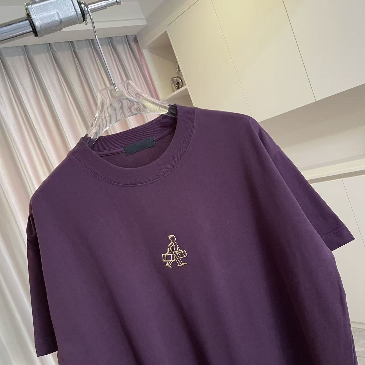 Prada PRAD*普拉达2026夏季新款 个性字母logo绣花 定制面料300g 短袖t恤