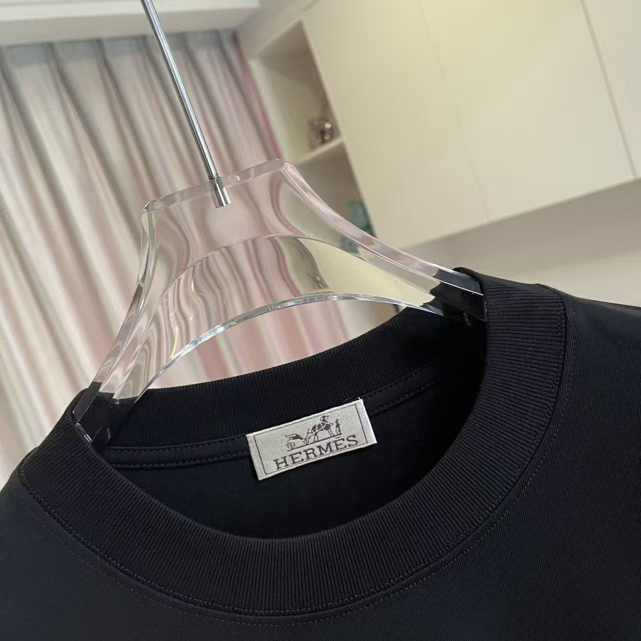 Hermès Herme*爱马仕2026夏季新款 个性logo绣花 定制面料300g 短袖T恤