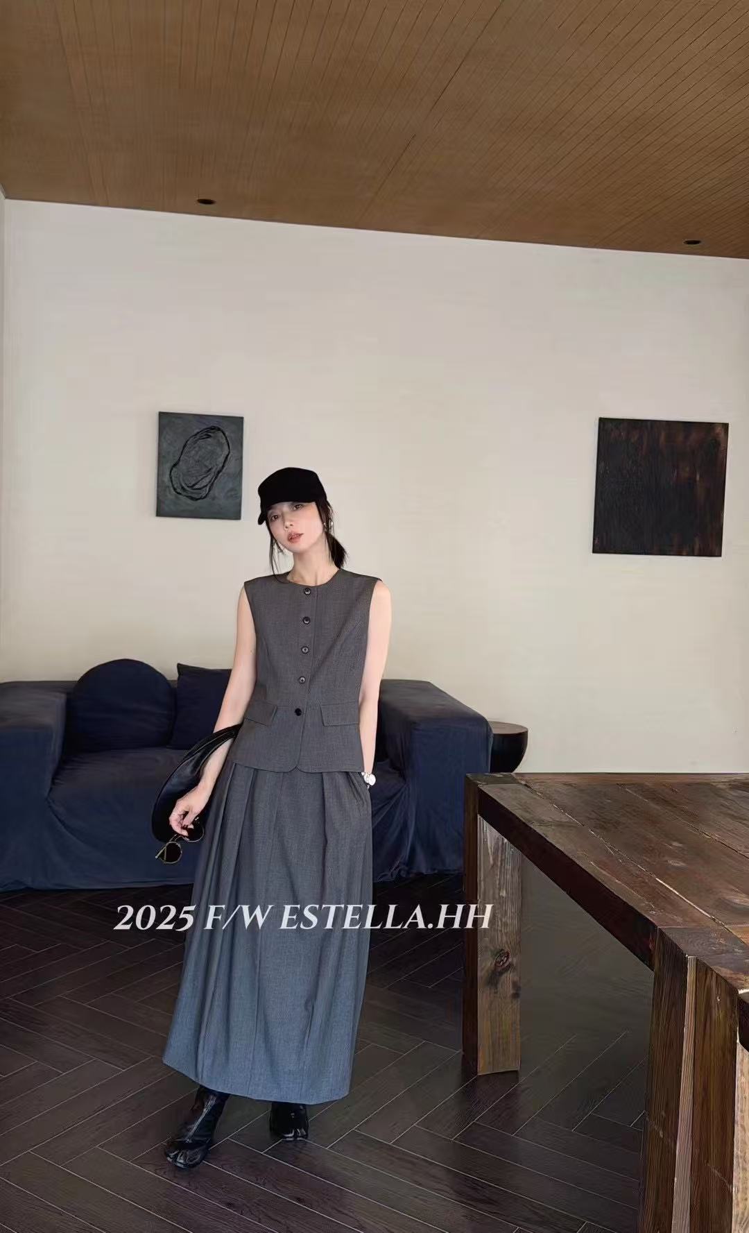 “Autumn Women’s Suit: Custom-Made Twirl Wool Skirt in Two Colors, High-Quality Design in SMLXL Sizes” - 图片 9
