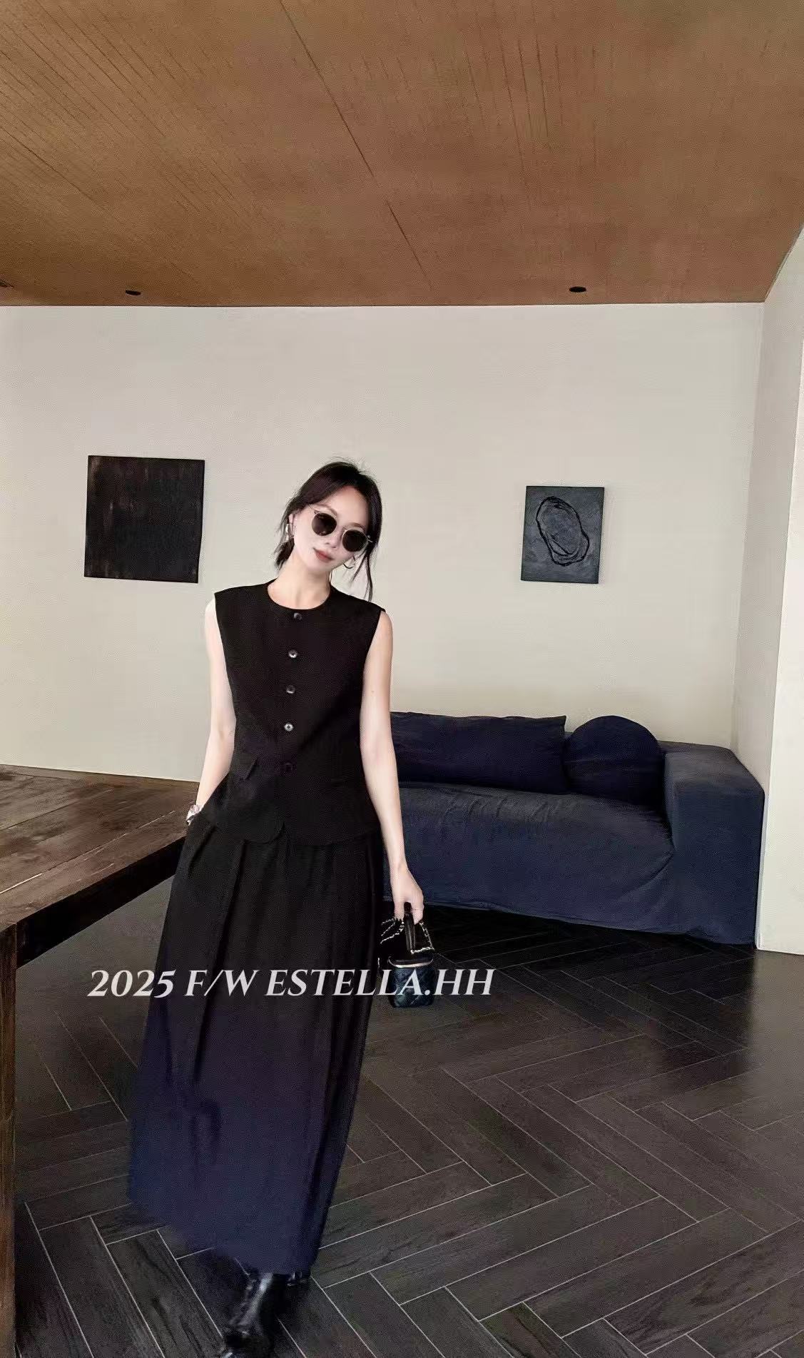 “Autumn Women’s Suit: Custom-Made Twirl Wool Skirt in Two Colors, High-Quality Design in SMLXL Sizes” - 图片 7