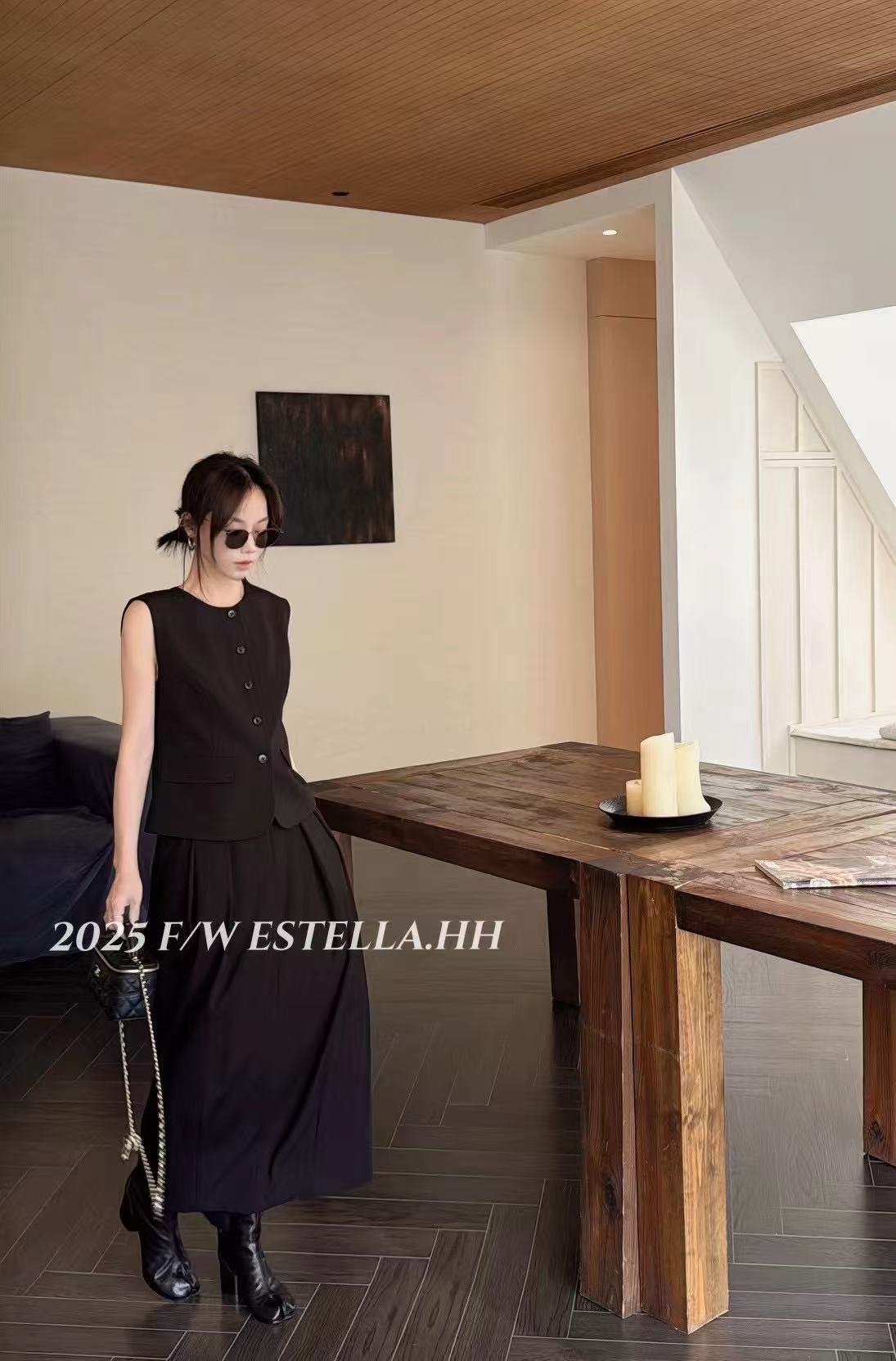 “Autumn Women’s Suit: Custom-Made Twirl Wool Skirt in Two Colors, High-Quality Design in SMLXL Sizes” - 图片 6