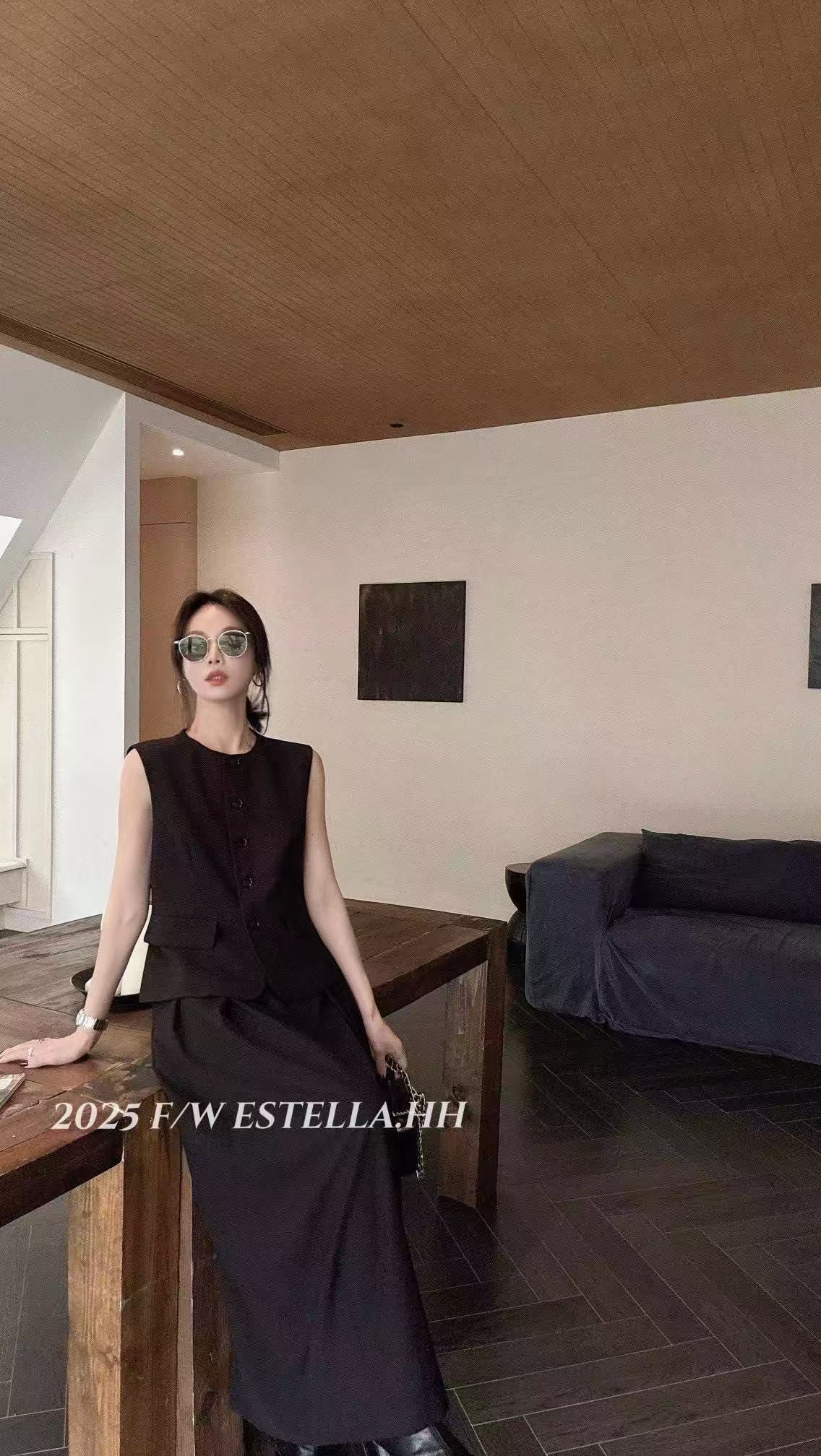 “Autumn Women’s Suit: Custom-Made Twirl Wool Skirt in Two Colors, High-Quality Design in SMLXL Sizes” - 图片 8