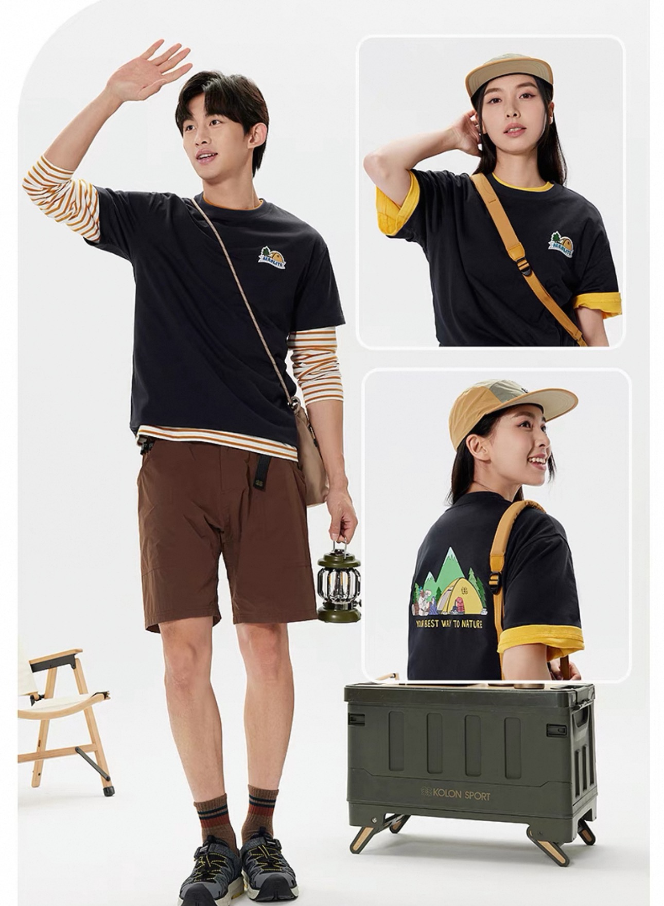 DT💰80 (可隆)
KOLON SPORT/可隆jeon handful插画师联名25夏季新款印花休闲宽松情侣款 短袖T恤DT1043
细节:版本一比一复刻，吊牌 领标 水洗。

面料：采用40织双纱320克面料，原版1:1高克重，纯棉螺纹领口，宽松版型，做工细节做到极致，区别市场普通货！

印花:德国进口数码印机 所以印花是超清晰的 穿久了也不会裂 普通的印花技术根本做不到!!

颜色:白色 绿色
尺码：M—2XL
尺码   M      L      XL    2XL
衣长   72     74     76     78
胸围  110   114    118    122
袖长   17     18      19      20
肩宽   40    41      42     43
M   【130斤－140斤】
 L   【145斤－160斤】 
XL  【165斤－180斤】
2XL【185斤－220斤】