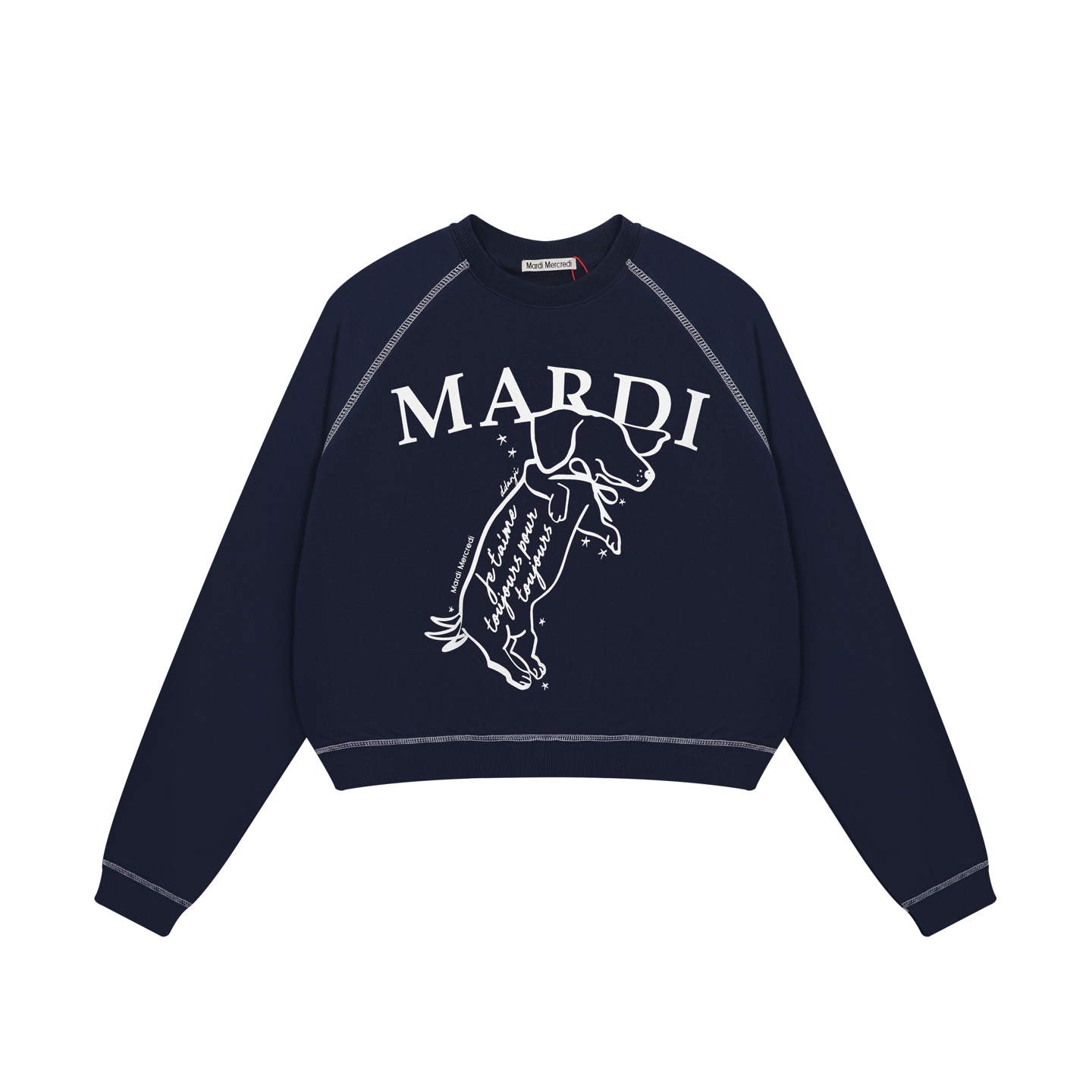 Mardi Mercredi Women's Dachshund Graphic Short Crewneck Sweatshirt