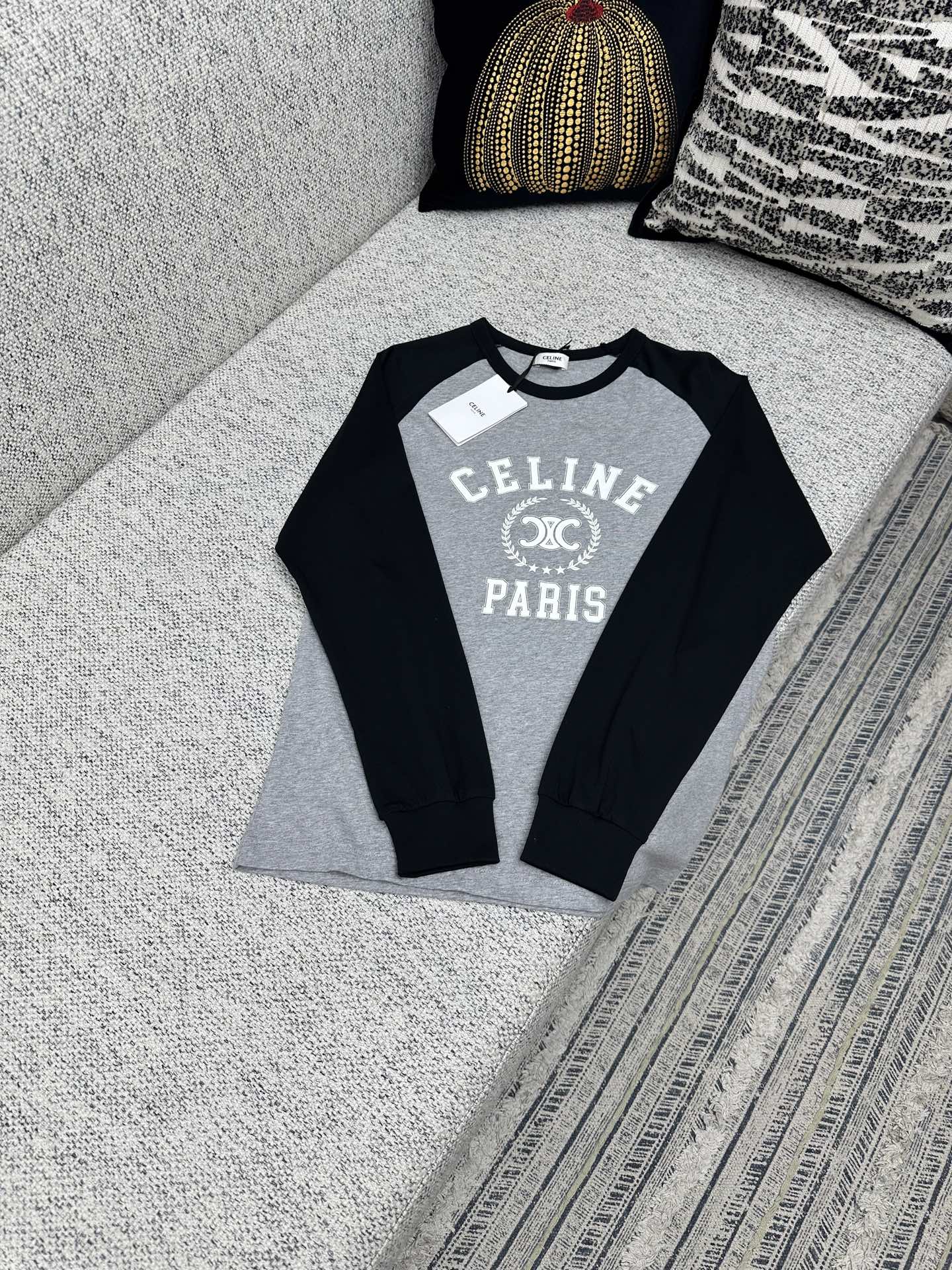 NO:518644,Celine 25ss new printed loose style, ragdoll sleeve T-shirt high version women's gray-black S.M.L., celine,tees, t-shirt, alexander wang19860909赛琳 25ss新款印花宽松版型,插肩袖T恤 高版本 女款 灰黑色 码数S.M.L.,,celine,tees，t-shirt,alexander wang,Men's clothing