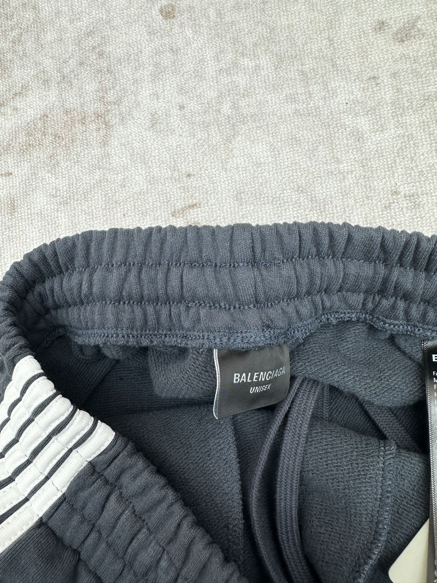 Balenciaga 26ss新款 巴黎世家 条纹Logo松紧直筒 休闲裤 常规版型 男款 蓝色