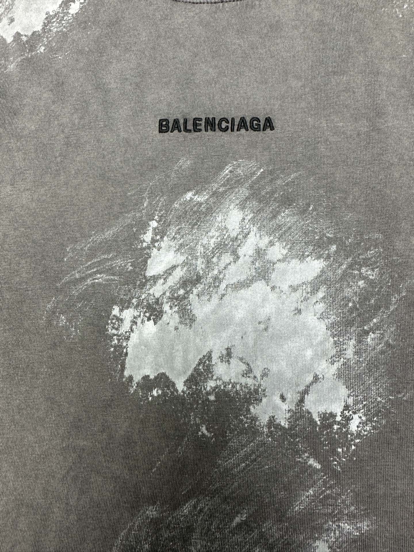 Balenciaga 巴黎 25ss春夏新款前后字母logo刺绣水洗做旧油漆泼墨涂鸦泥染T恤