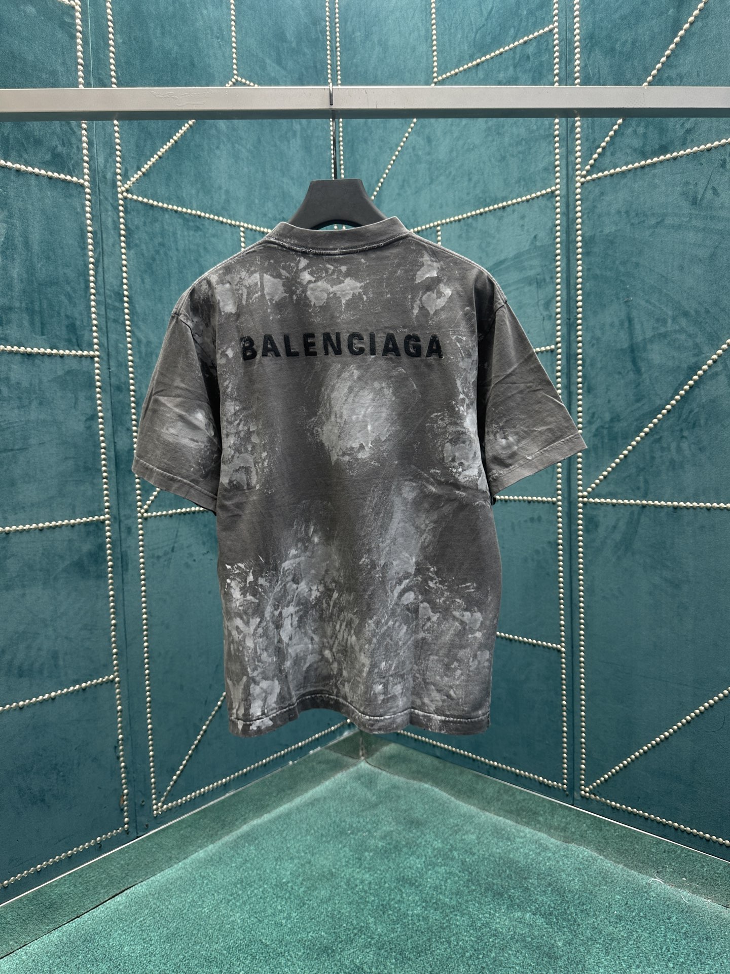 Balenciaga 巴黎 25ss春夏新款前后字母logo刺绣水洗做旧油漆泼墨涂鸦泥染T恤