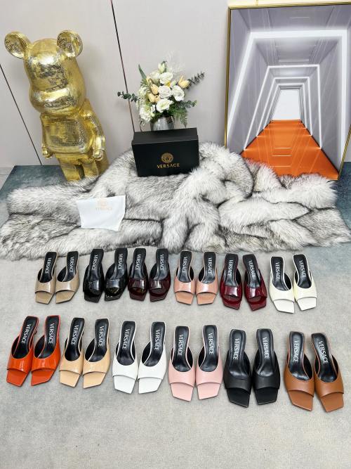 Versace V-Heel Leather Mules - Stylish and Comfortable Women's Shoes 1 Versace V-Heel Leather Mules - Stylish and Comfortable Women's Shoes