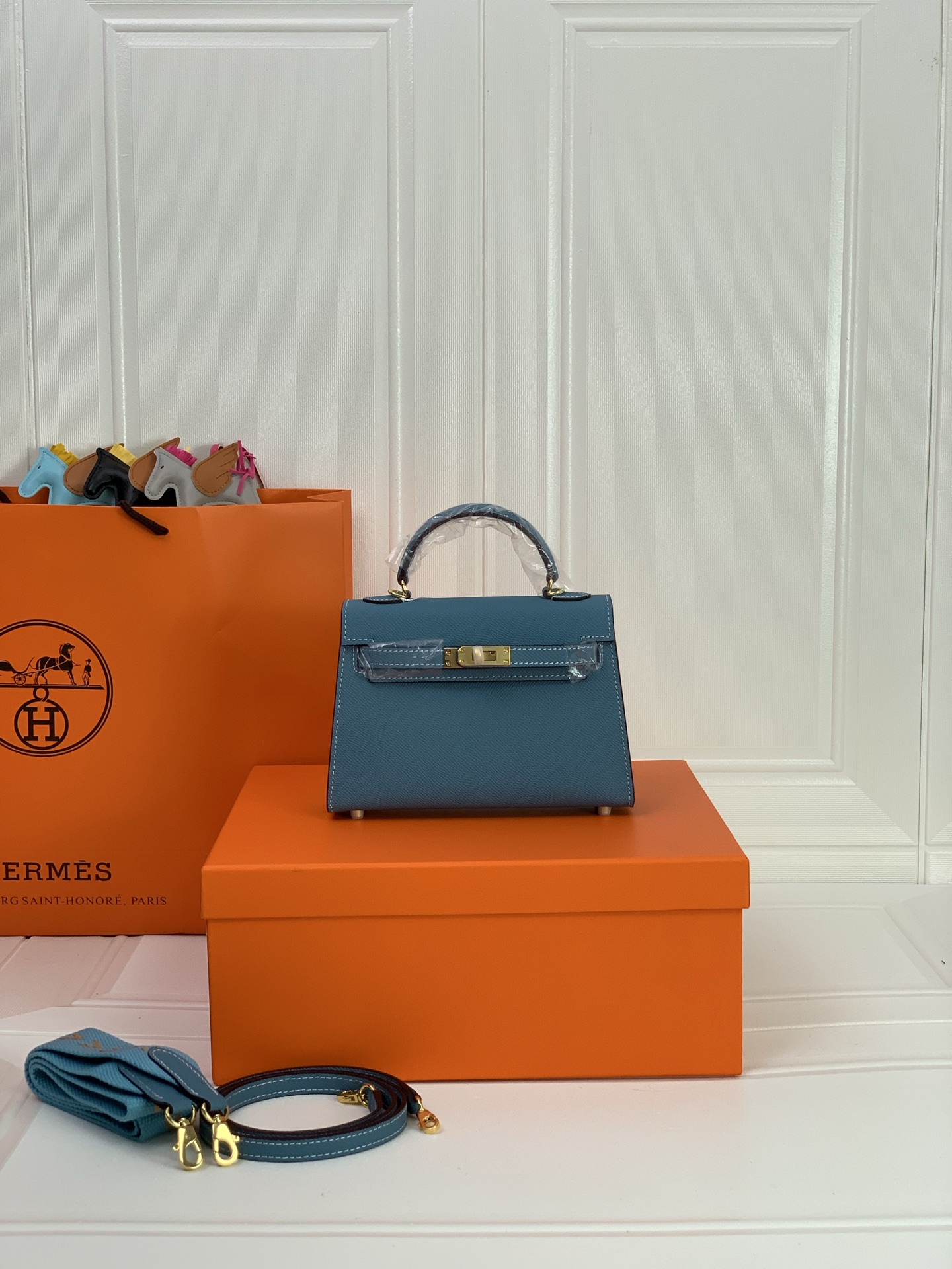 凯莉二代mini  牛仔蓝金扣 爱马仕Hermes 💤凯莉包kellyHermes经典代表作之一  女士