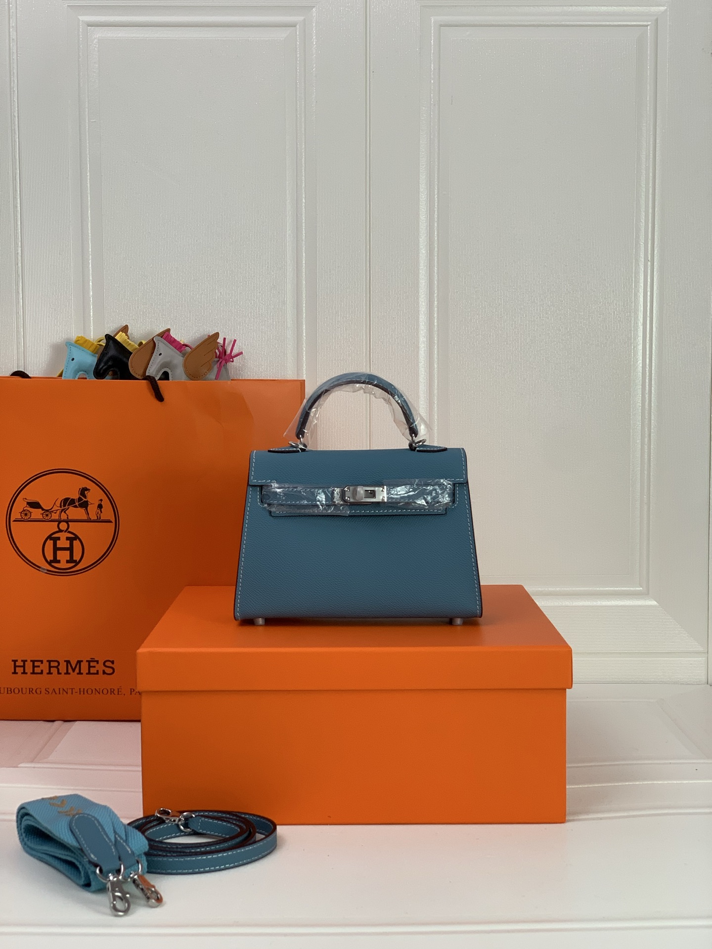凯莉二代mini  牛仔蓝银扣 爱马仕Hermes 💤凯莉包kellyHermes经典代表作之一  女士