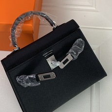 凯莉二代mini 黑色银扣 爱马仕Hermes 💤凯莉包kellyHermes经典代表作之一 女士手 凯莉二代mini 黑色银扣 爱马仕Hermes 💤凯莉包kellyHermes经典代表作之一 女士手