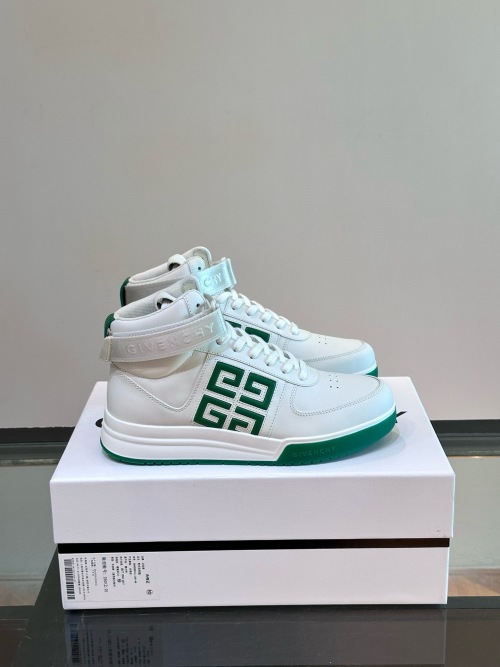Givenchy 4G High-Top Sneakers in White Leather with Green Logo Accent 1 Givenchy 4G High-Top Sneakers in White Leather with Green Logo Accent