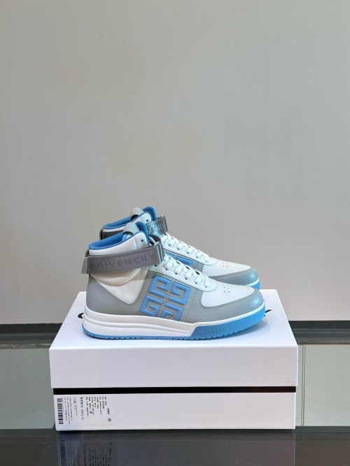 Givenchy 4G High-Top Sneakers in Leather with Embossed Logo - Stylish Blue Accent 1 Givenchy 4G High-Top Sneakers in Leather with Embossed Logo - Stylish Blue Accent