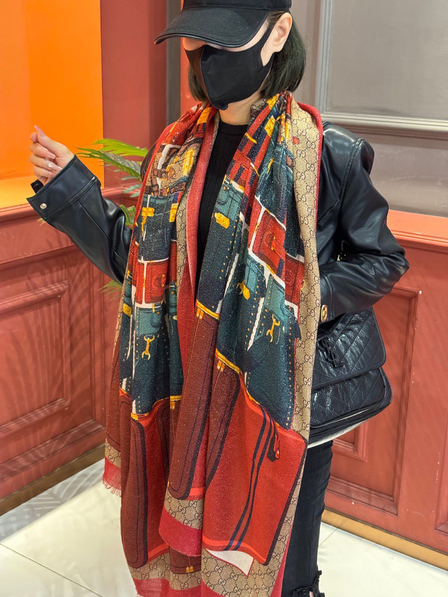 Gucci Haute Couture Silk Twill Scarf Shawl Ref 2