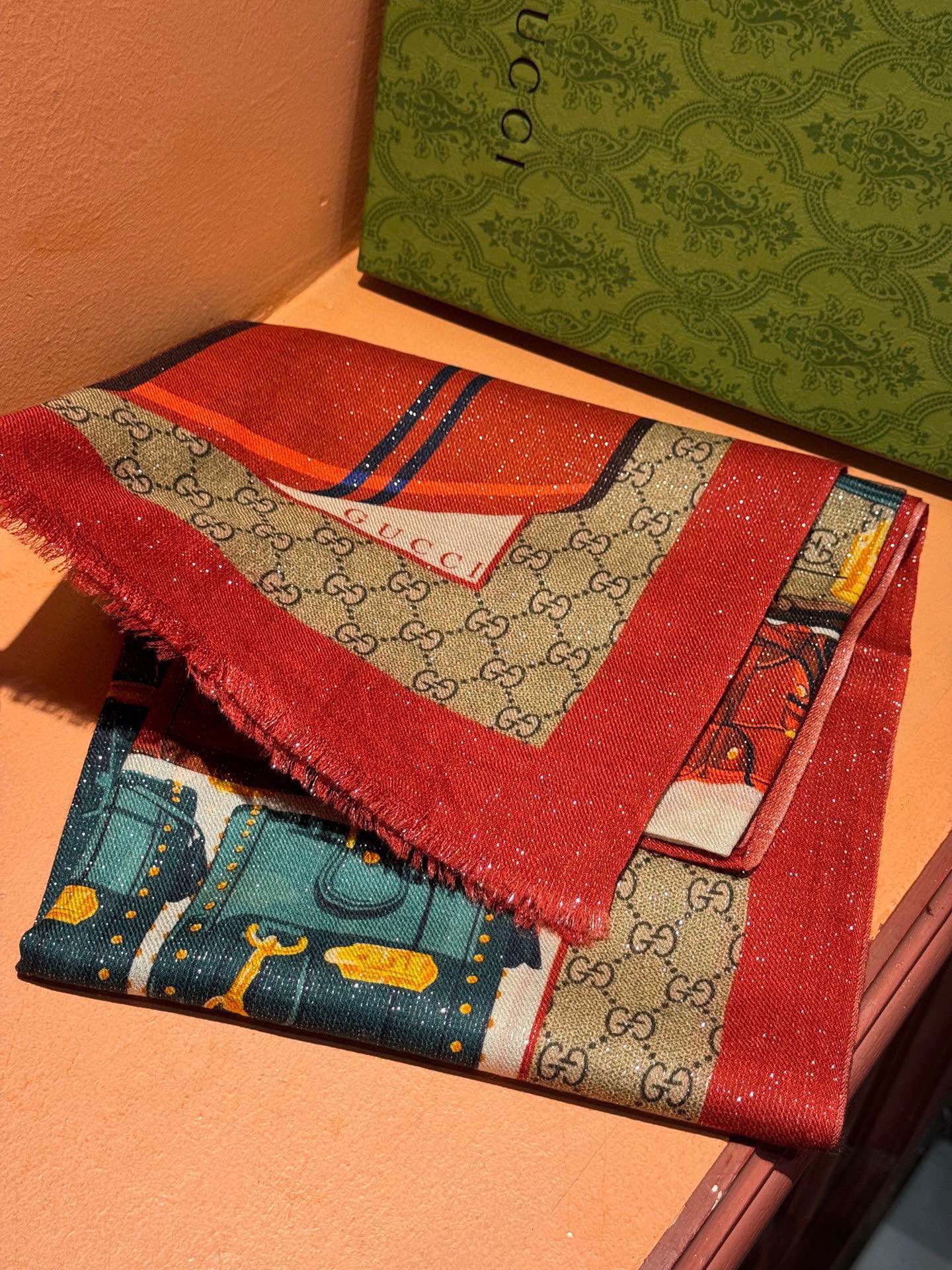 Gucci Haute Couture Silk Twill Scarf Shawl Ref 7