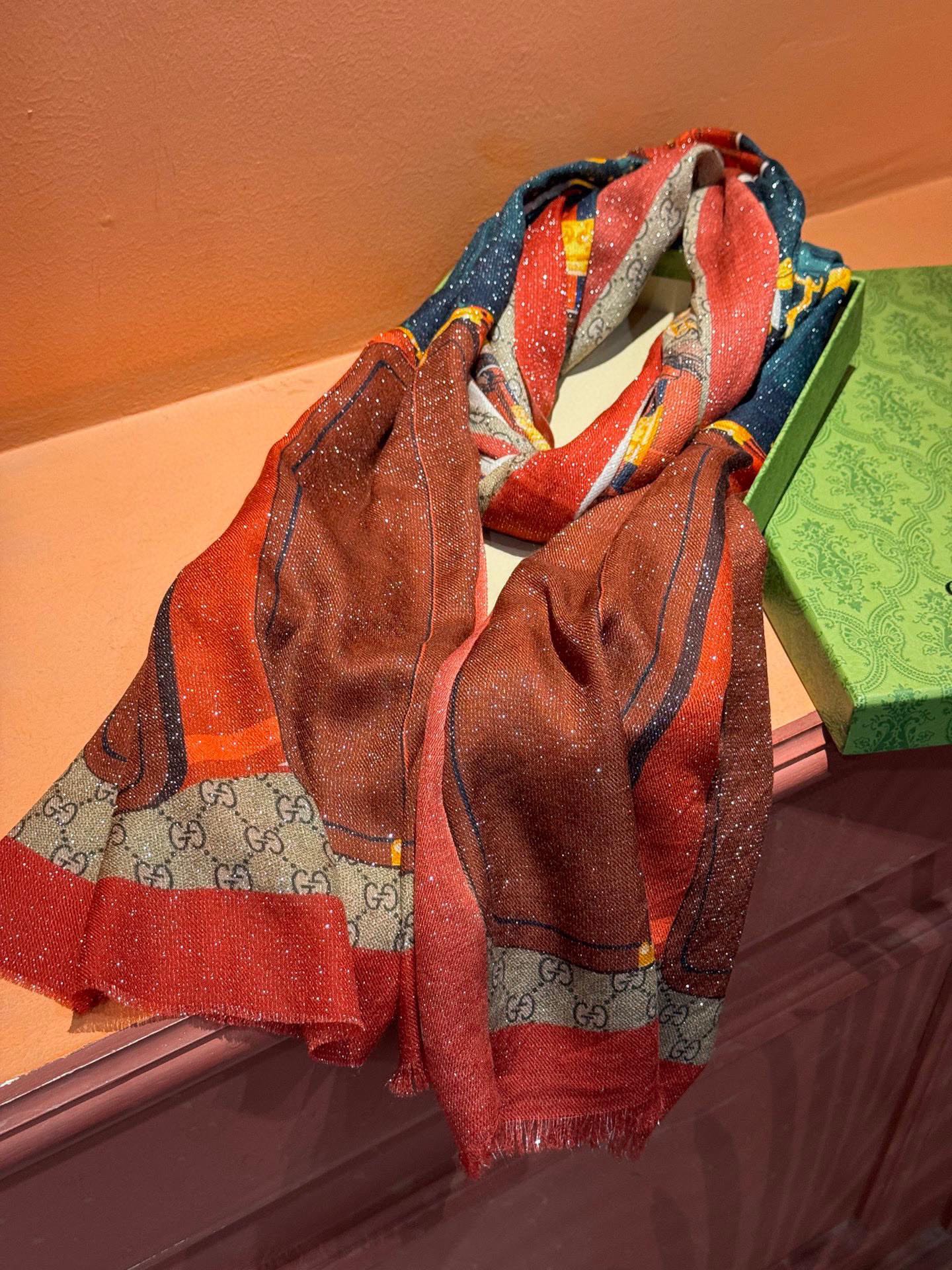 Gucci Haute Couture Silk Twill Scarf Shawl Ref 9