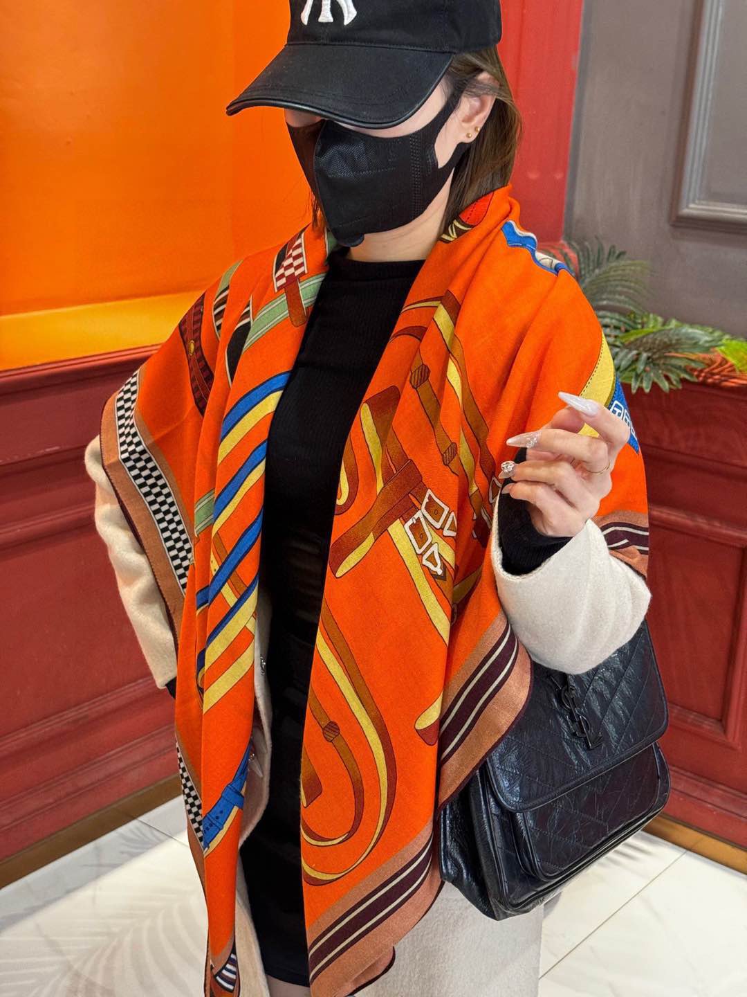 NO:188362,[Double-sided same color] Original single Hermes 140cm velvet scarf 