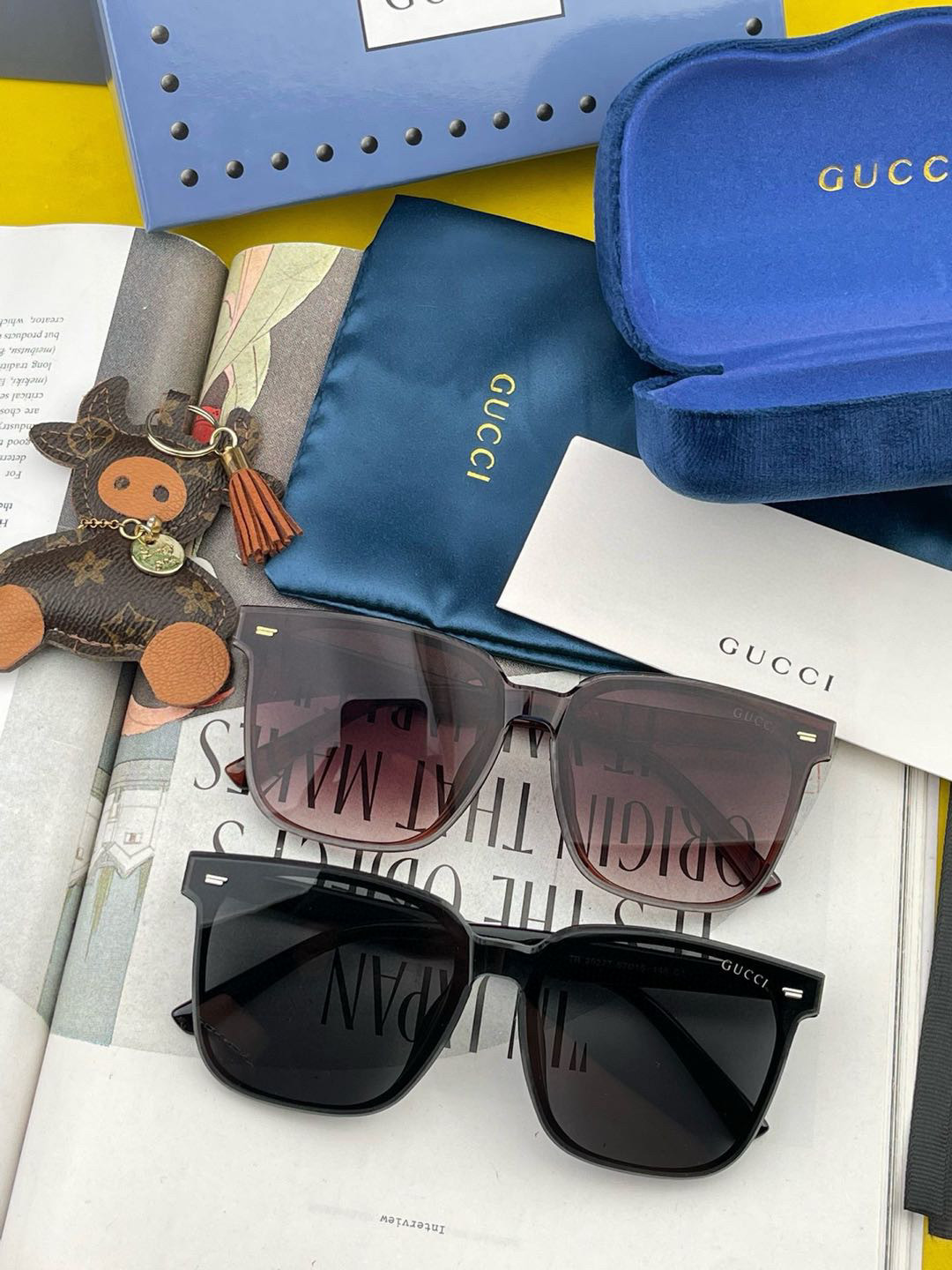 🔺 【GUCCI-尼龙太阳镜】2025开春新款 潮流爆款 时尚方框连体太阳镜 高品质 佩戴舒适 网红潮款