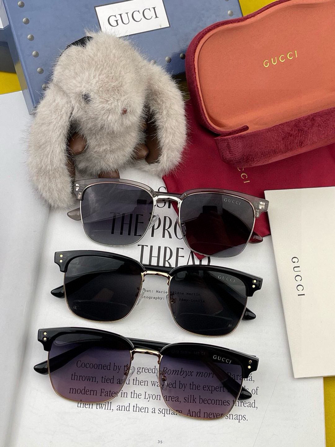【GUCCI】2025新款GUCCI 时尚百搭大方框，别致半框设计 大气风格 全新清新配色，街拍气质护目