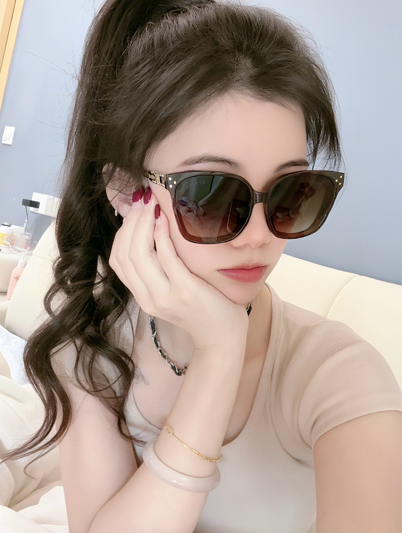 NO:249752,Serene's new arrival TR material made of [cool][cool] high quality 2-color trendy products [strong][strong] large frame sunglasses simple logo decoration!  Sunglasses, please hurry up [Rose] [Rose] Model SL55801 Glasses Sunglasses Sunglasses, Glasses19860909瑟琳 新款到货TR材制作而成[酷][酷]高品质 2色潮品[强][强]大框型太阳镜简约logo装饰！太阳镜,要的赶紧哦[玫瑰][玫瑰] 型号SL55801眼镜墨镜太阳镜,眼镜,glasses