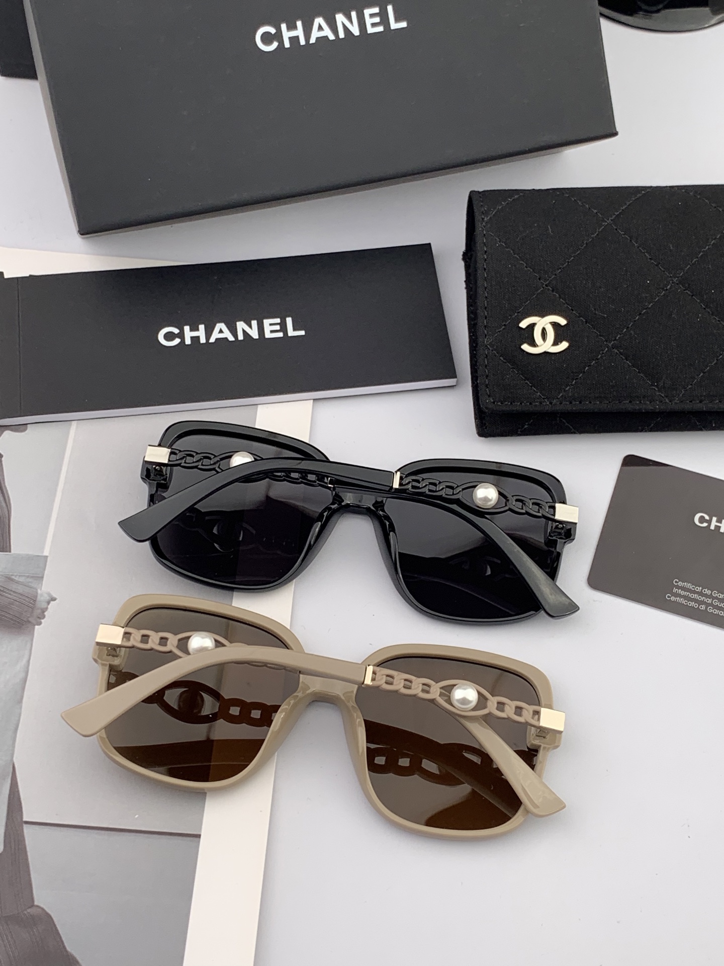 🔺CHANEL🔻2025官方早春新款，众多明星同款色香奈儿‼️‼️新款珍珠大框偏光墨镜 ，🌈🌈宝丽来超清