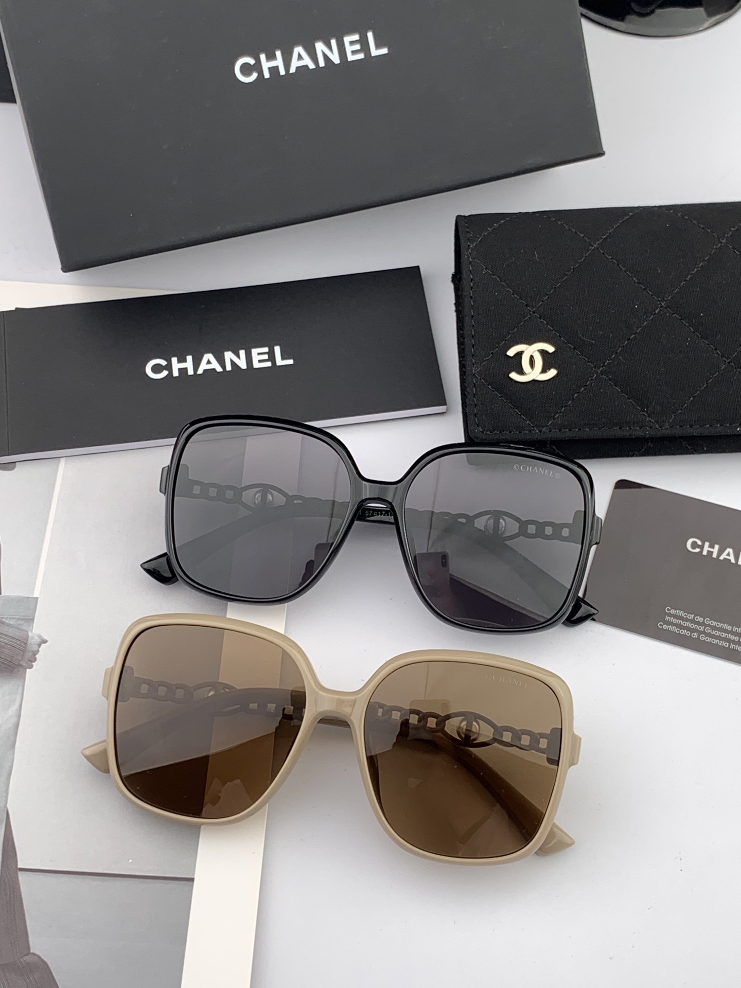 🔺CHANEL🔻2025官方早春新款，众多明星同款色香奈儿‼️‼️新款珍珠大框偏光墨镜 ，🌈🌈宝丽来超清
