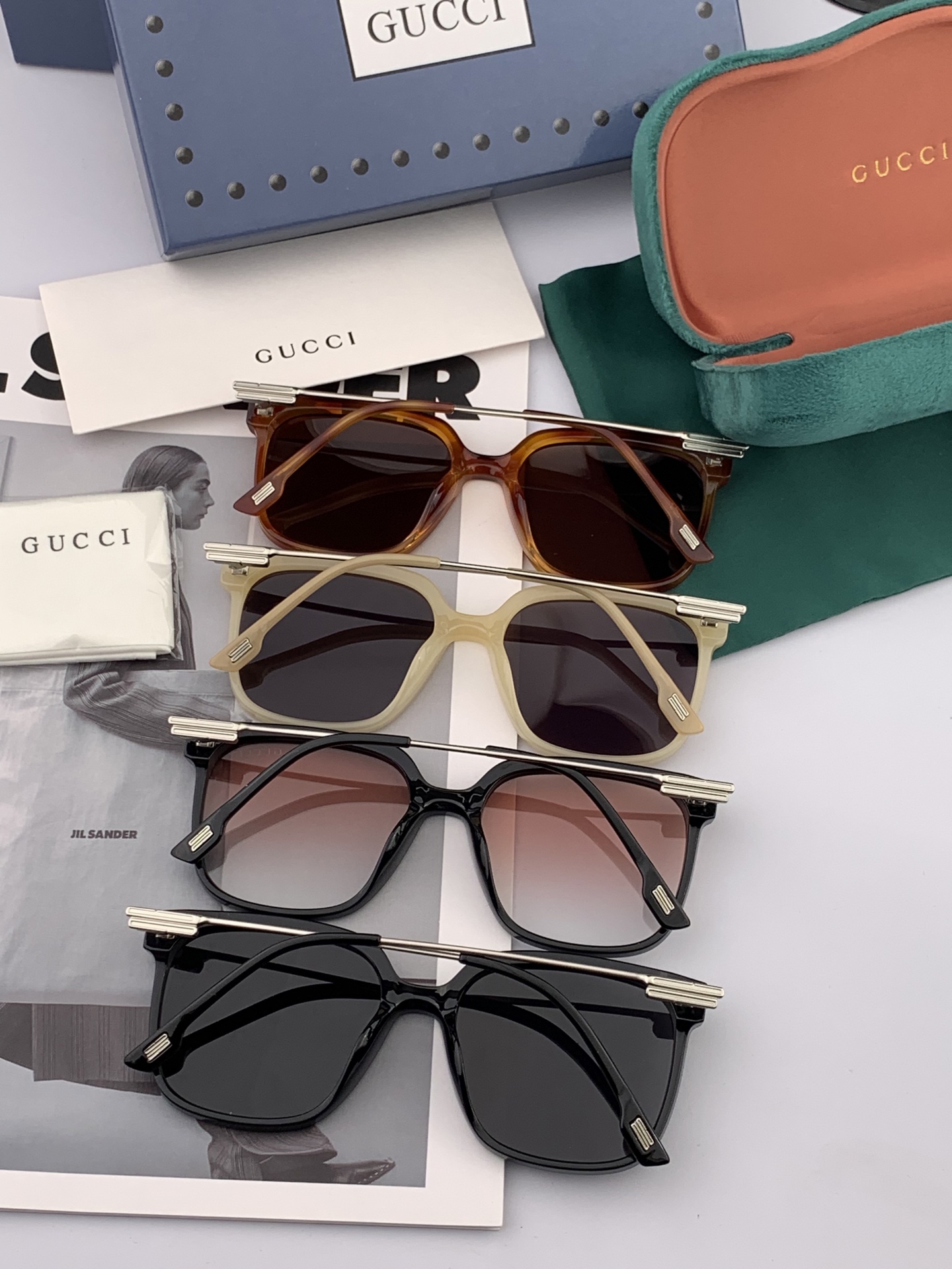 🔺 【GUCCI】2025开春新款 潮流爆款 时尚方框偏光太阳镜 高品质 佩戴舒适 网红潮款墨镜 女士高