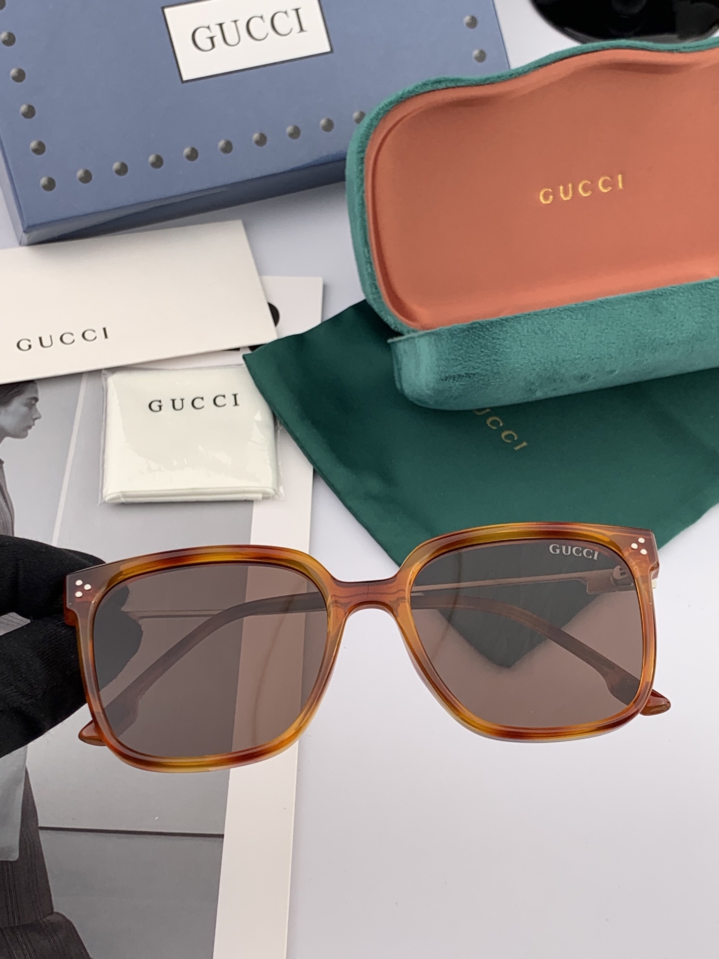 🔺 【GUCCI】2025开春新款 潮流爆款 时尚方框偏光太阳镜 高品质 佩戴舒适 网红潮款墨镜 女士高