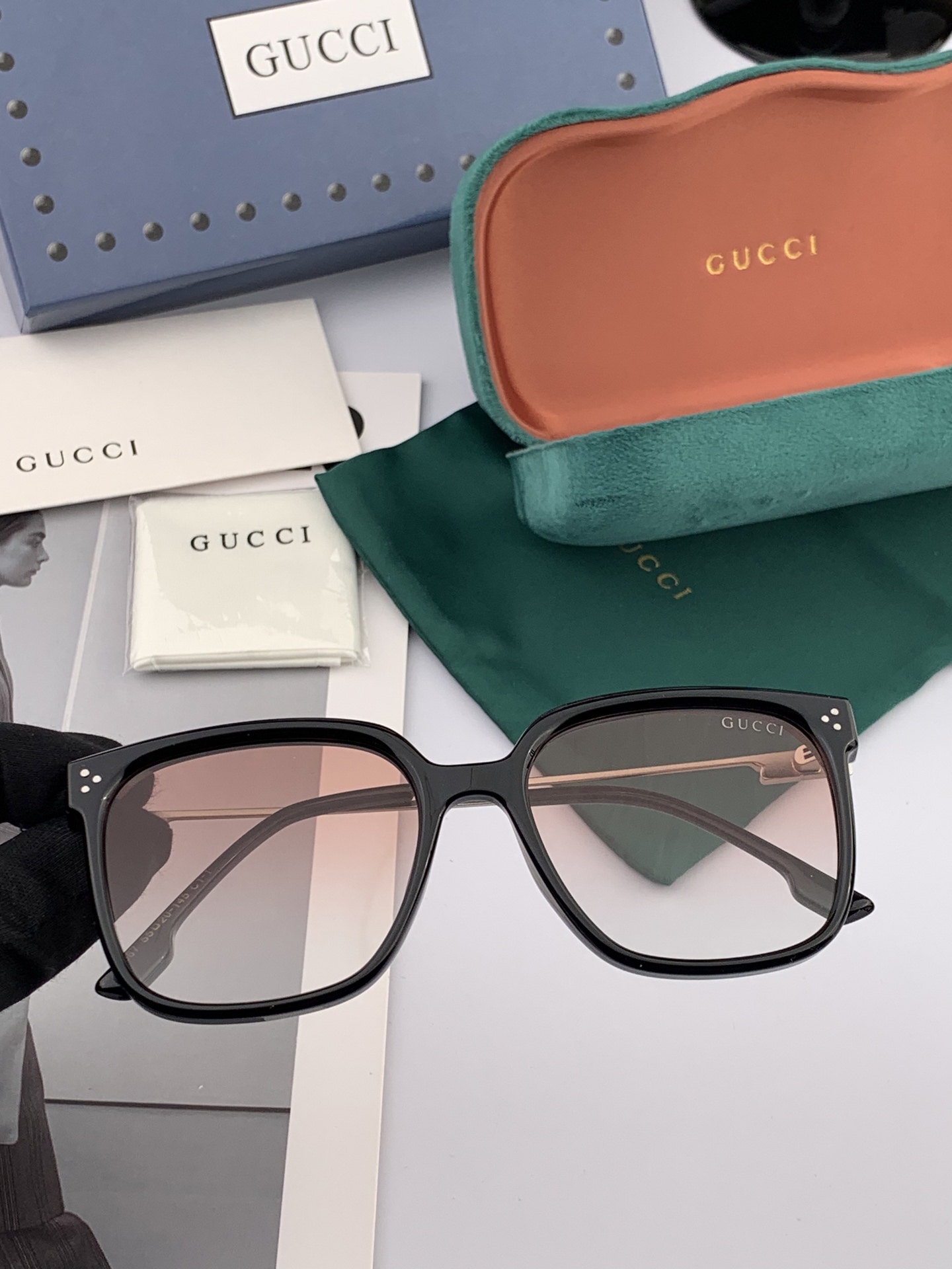 🔺 【GUCCI】2025开春新款 潮流爆款 时尚方框偏光太阳镜 高品质 佩戴舒适 网红潮款墨镜 女士高