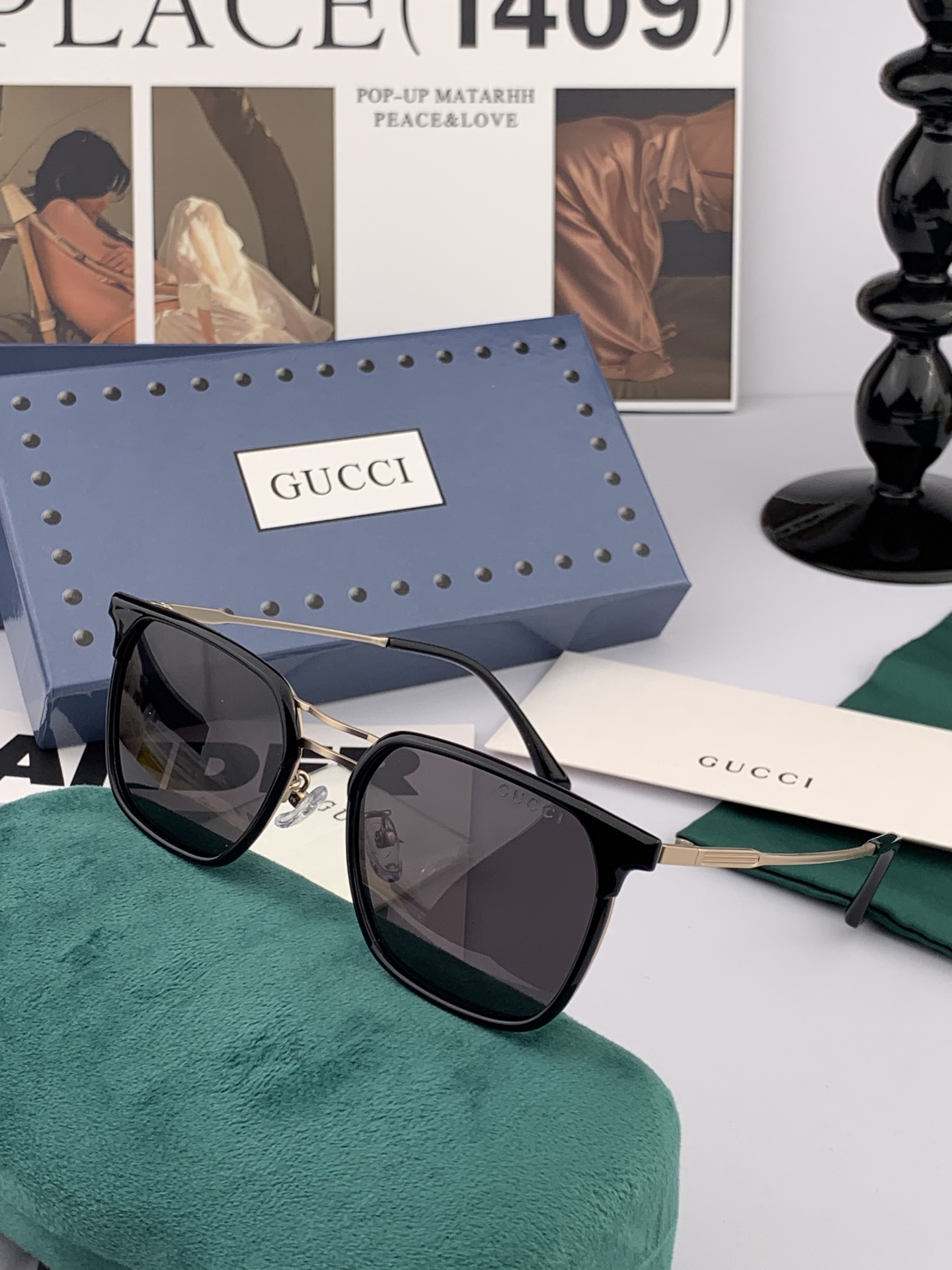 ♦️ GUCCI 2025新款男女情侣款太阳镜 超轻超有弹性整幅眼镜 重要的是压不坏 高清镜片、精湛的工