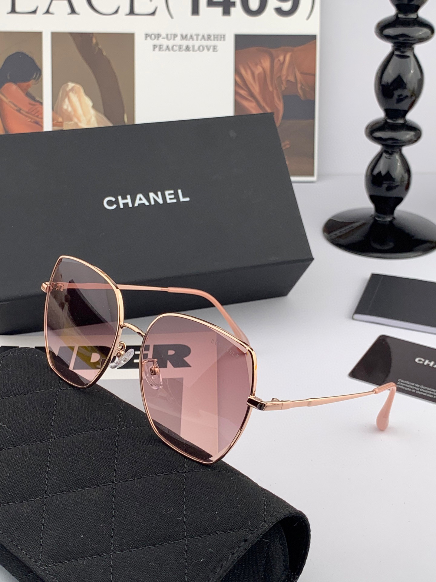 【CHANEL】香奈儿  新款尼龙偏光太眼镜，无框钻石 切边更有质感，大气女人范儿，大脸小脸都好看 ！型