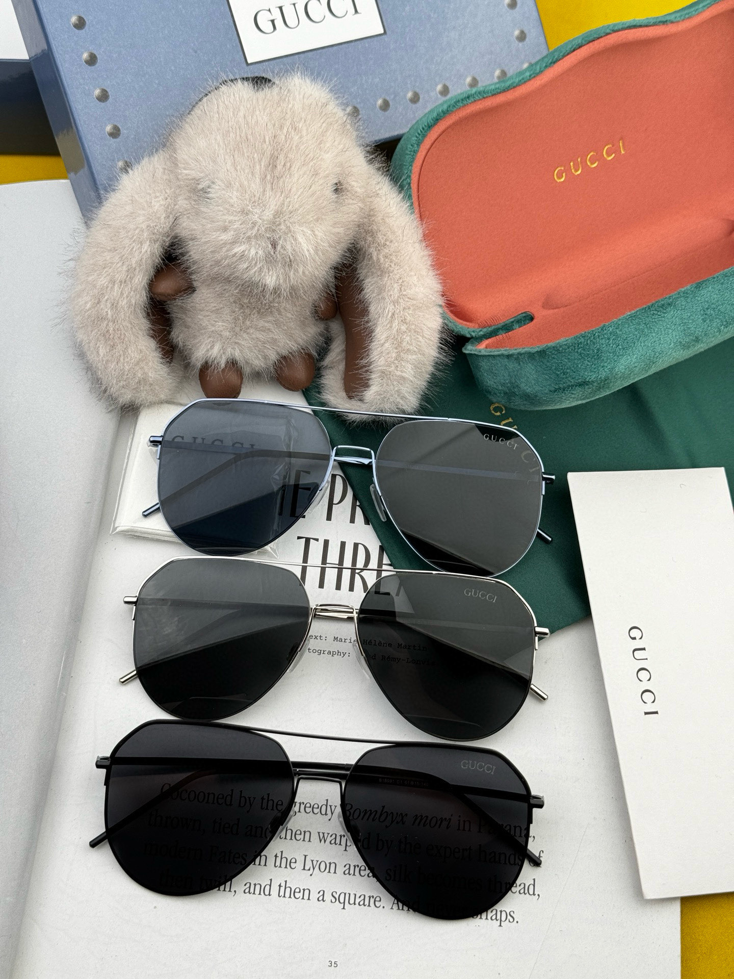         GUCCI 男款炫彩飞行员偏光太阳镜 ❤️材质：高清尼龙加厚卡槽高清偏光镜片 🌹无边框镜