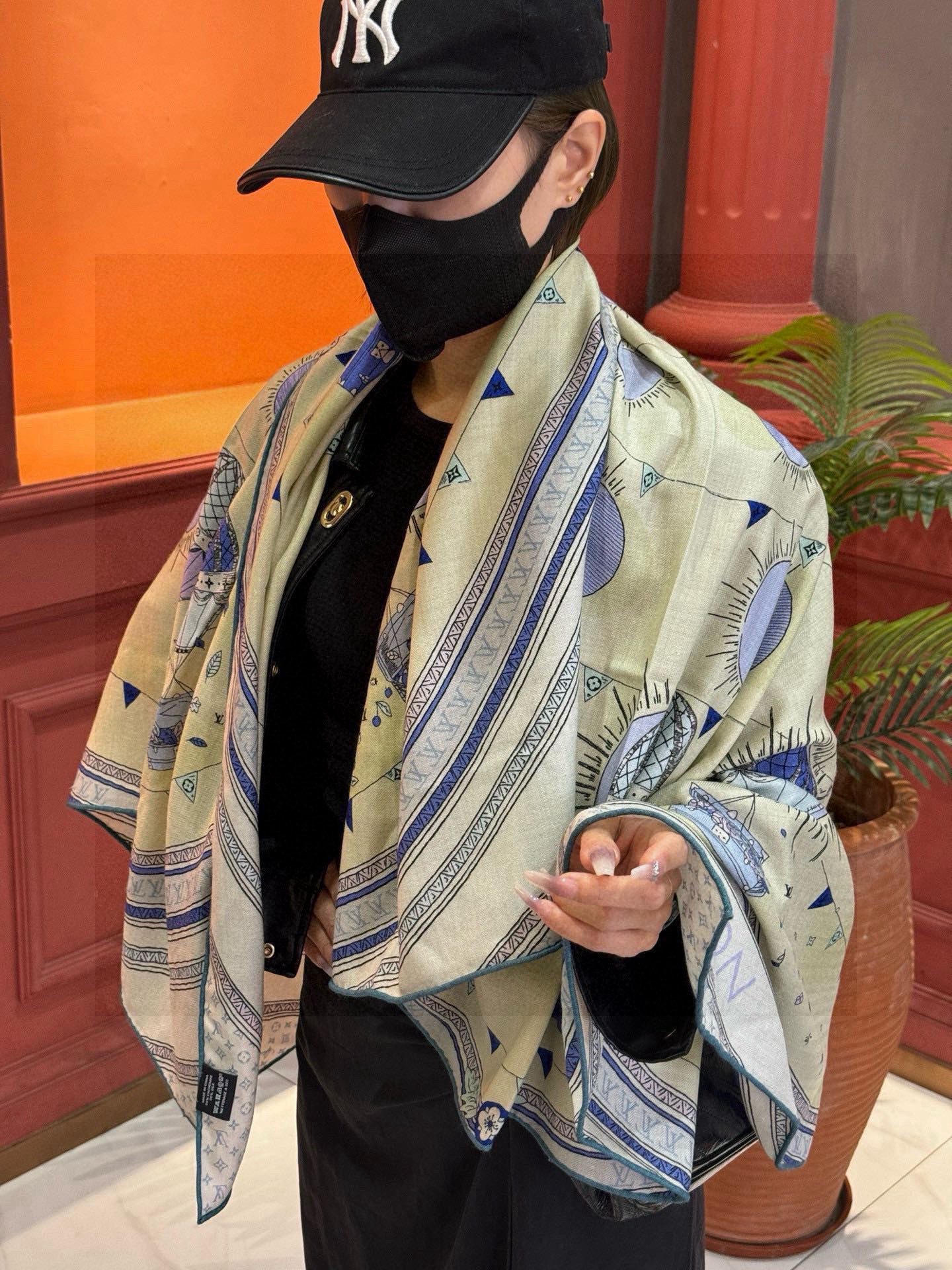 NO:189343,[Double-sided same color] Original single Lv140cm velvet square scarf, 