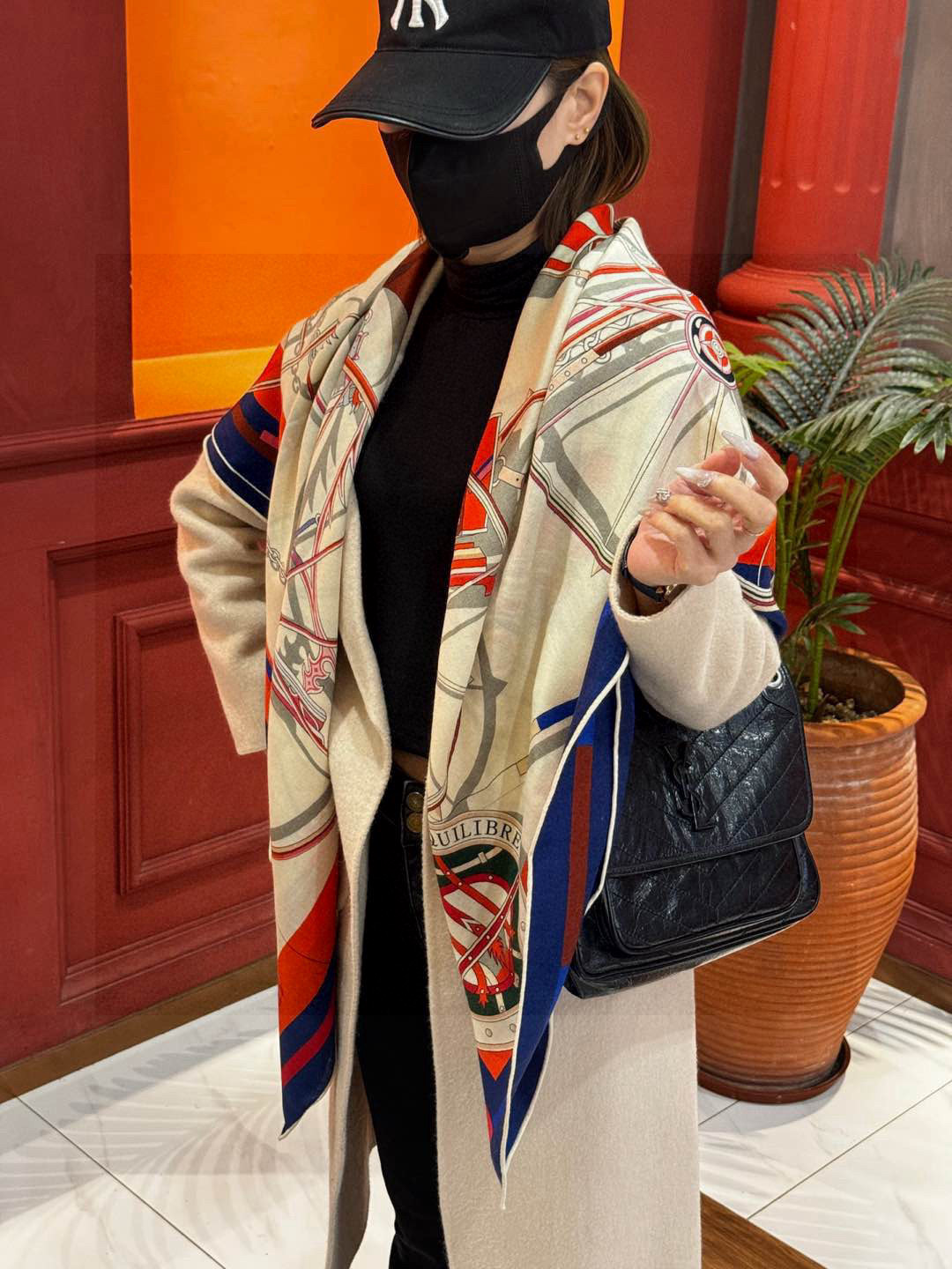 NO:337722,[Double-sided and same color] Original single Hermes 140cm velvet scarf 