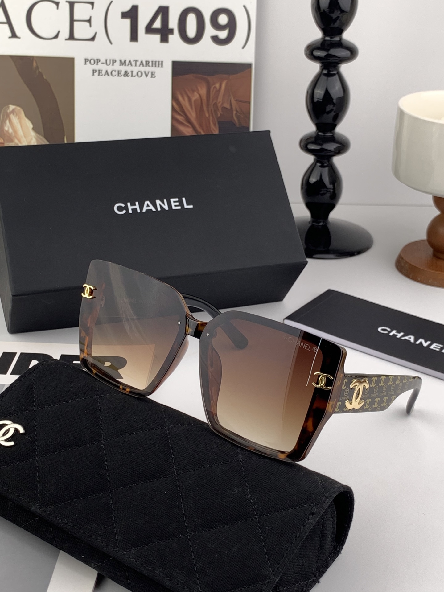 🔺CHANEL🔻2025官方早春新款，众多明星同款色香奈儿‼️‼️新款大框墨镜 ，🌈🌈宝丽来超清太阳镜🔝