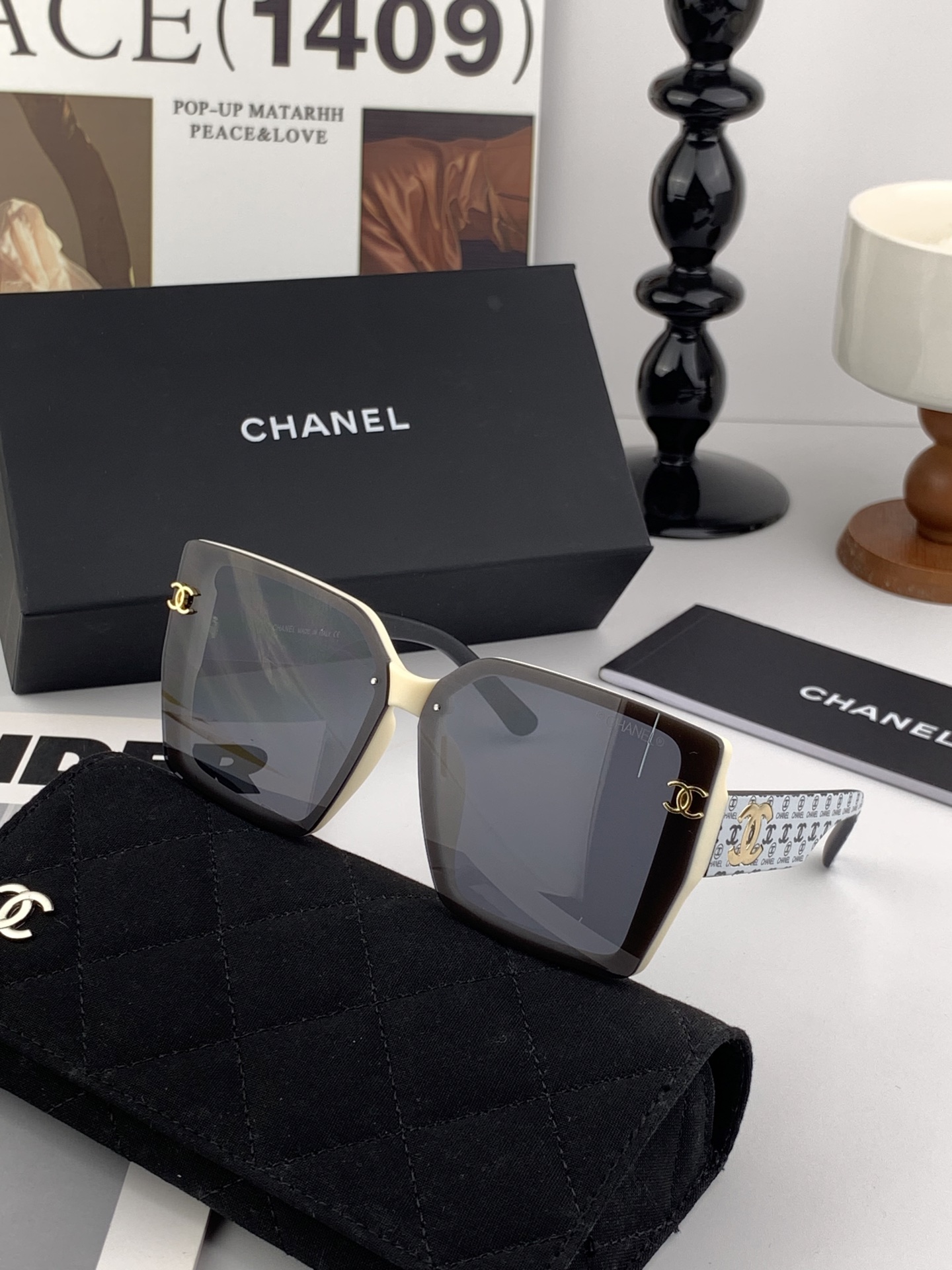 🔺CHANEL🔻2025官方早春新款，众多明星同款色香奈儿‼️‼️新款大框墨镜 ，🌈🌈宝丽来超清太阳镜🔝