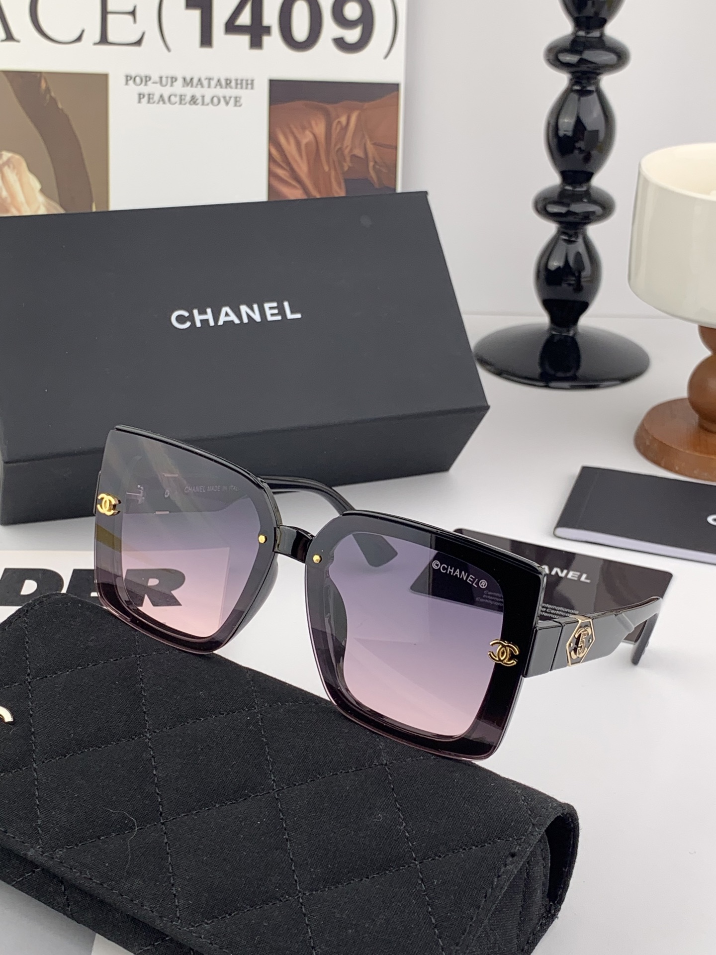 🔺CHANEL🔻2025官方早春新款，众多明星同款色香奈儿‼️‼️新款大框墨镜 ，🌈🌈宝丽来超清太阳镜🔝