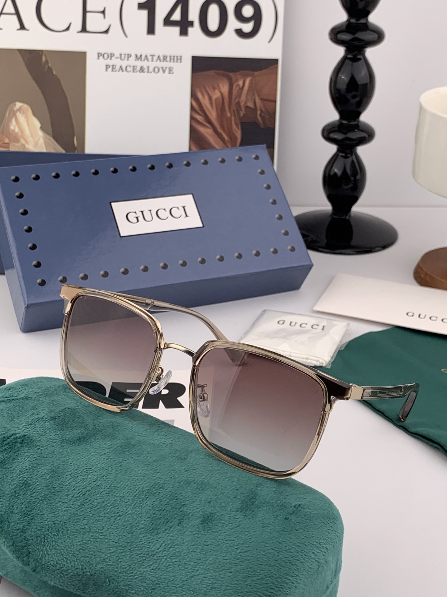   Gucci 。  高品质男女款墨镜   👍 进口宝丽来偏光镜片  。蛤蟆镜 开车钓鱼都可 。百搭显瘦
