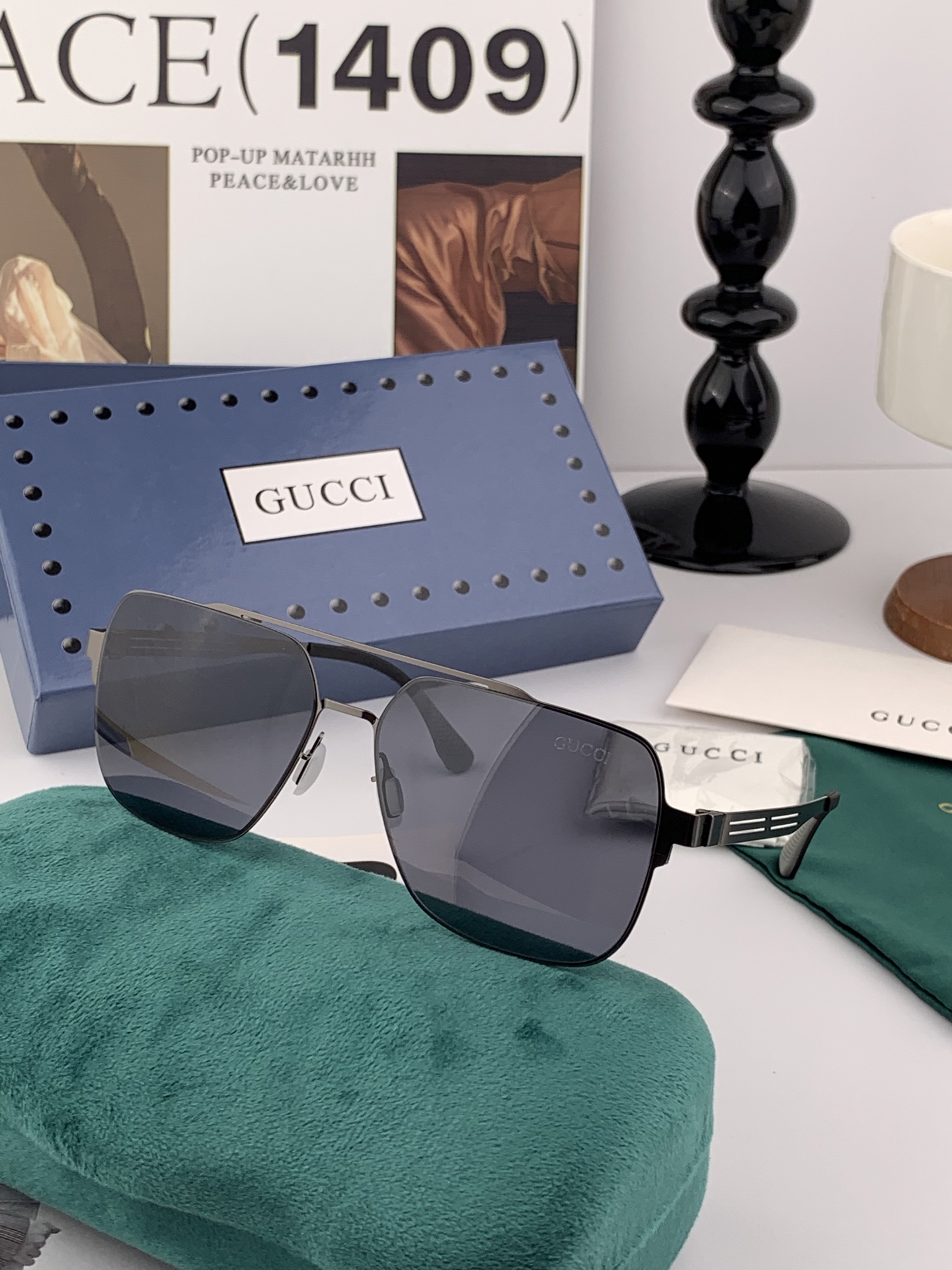 ♦️ GUCCI 2025新款男女情侣款太阳镜多边形墨镜iP电镀永不褪色 超轻超有弹性整幅眼镜无螺丝重要