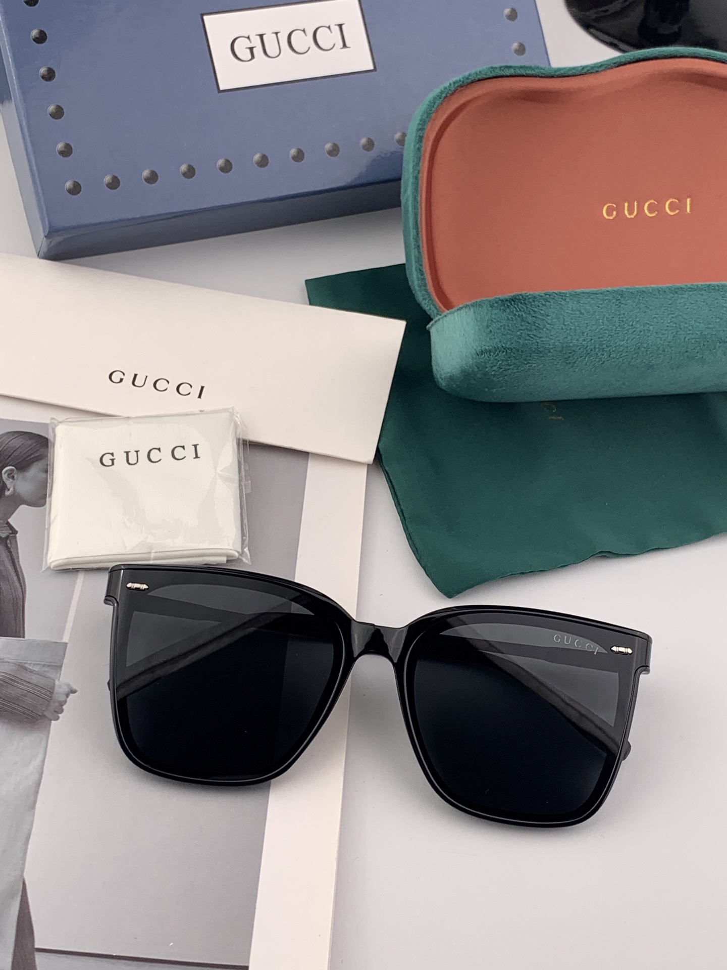🔺 【GUCCI】2025开春新款 潮流爆款 时尚方框偏光太阳镜 高品质 佩戴舒适 网红潮款墨镜 女士高